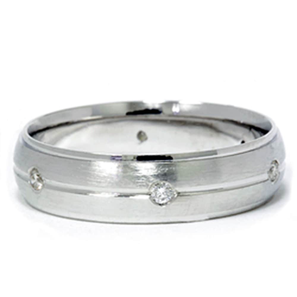 Mens 950 Platinum Diamond Band Brushed Wedding Ring Size Selectable