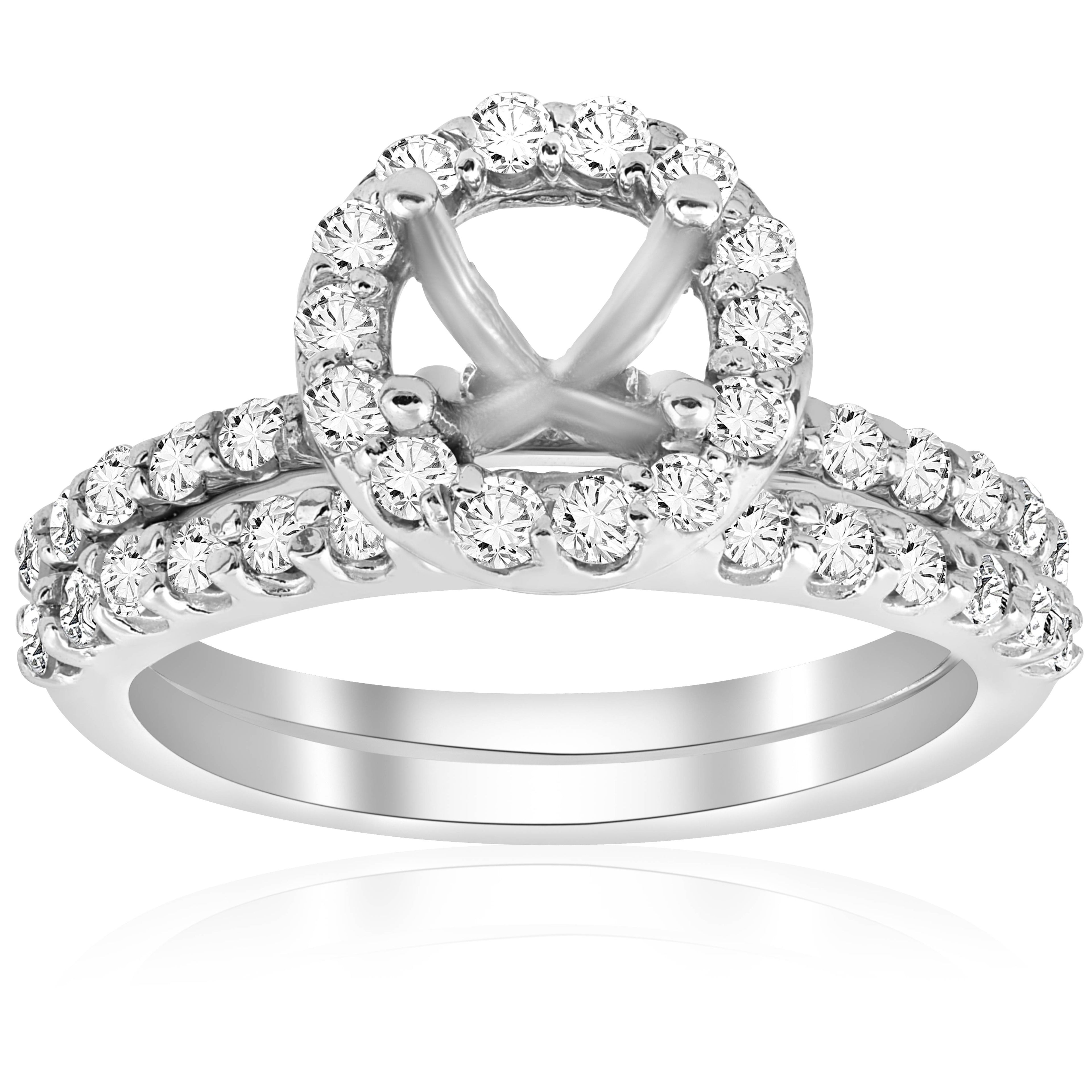 7/8ct Diamond Engagement Wedding Ring Setting 14K White Gold Mounting Size Selectable