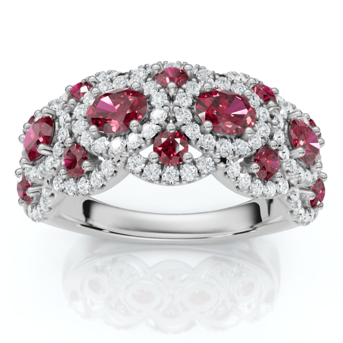 1Ct Wavy Ruby & Diamond Ring 14k Gold Lab Grown