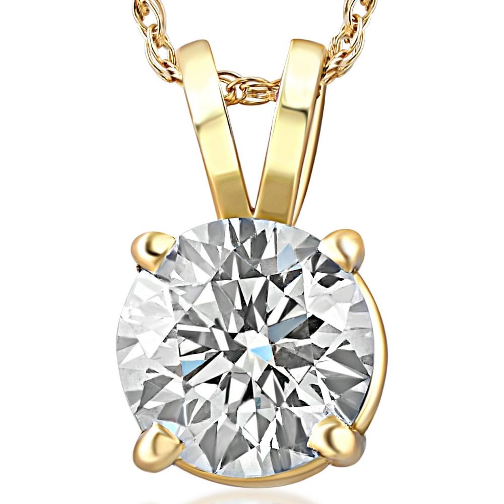 2ct Round Diamond Solitaire Pendant 14k Yellow Gold Enhanced