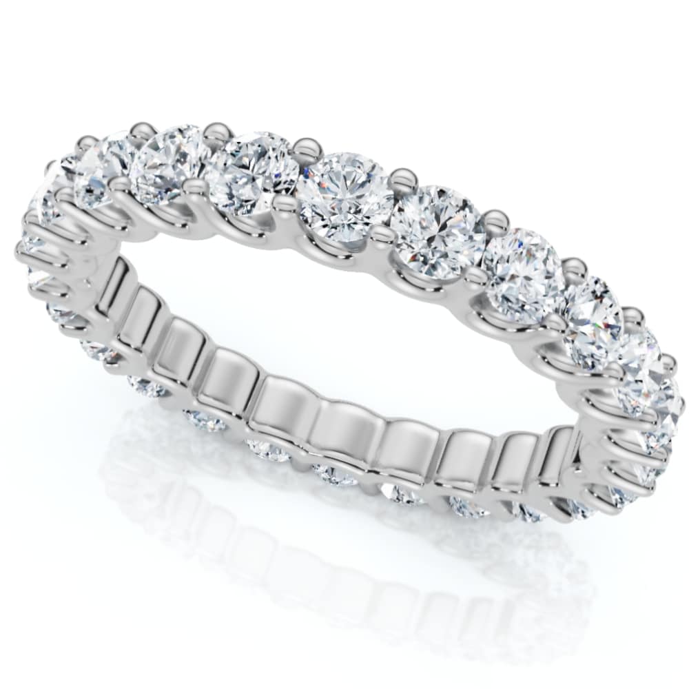 2 cttw Diamond Eternity Ring U Prong 14k White Gold Wedding Band