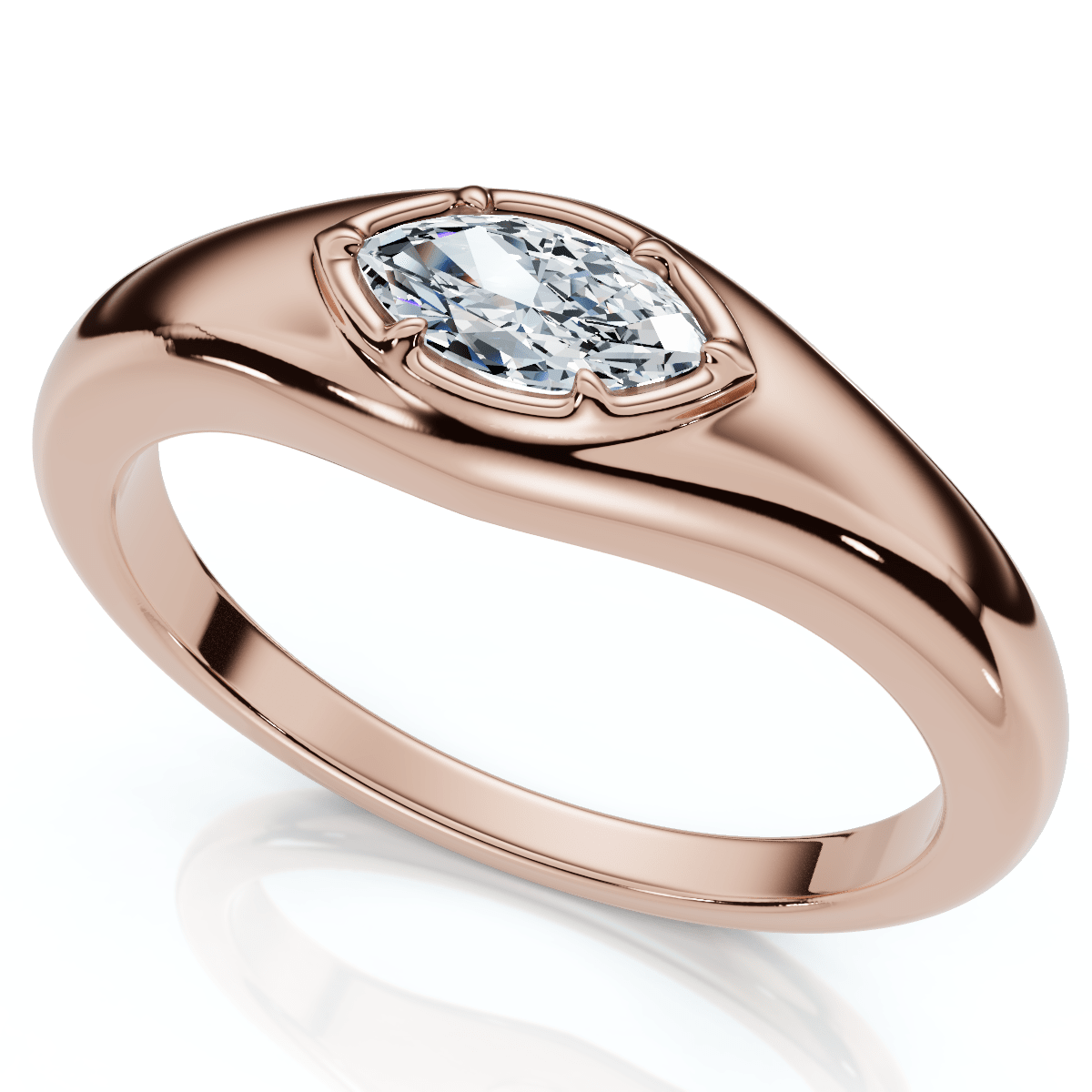 Stackable Marquise Diamond Eloise Anniversary Ring 10k Gold Lab Grown EF/VS