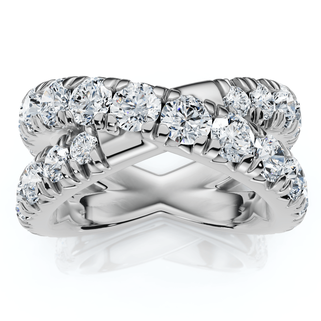 3Ct Diamond Heavy Crossover Right Hand Ring 14k Gold or Platinum Lab Grown
