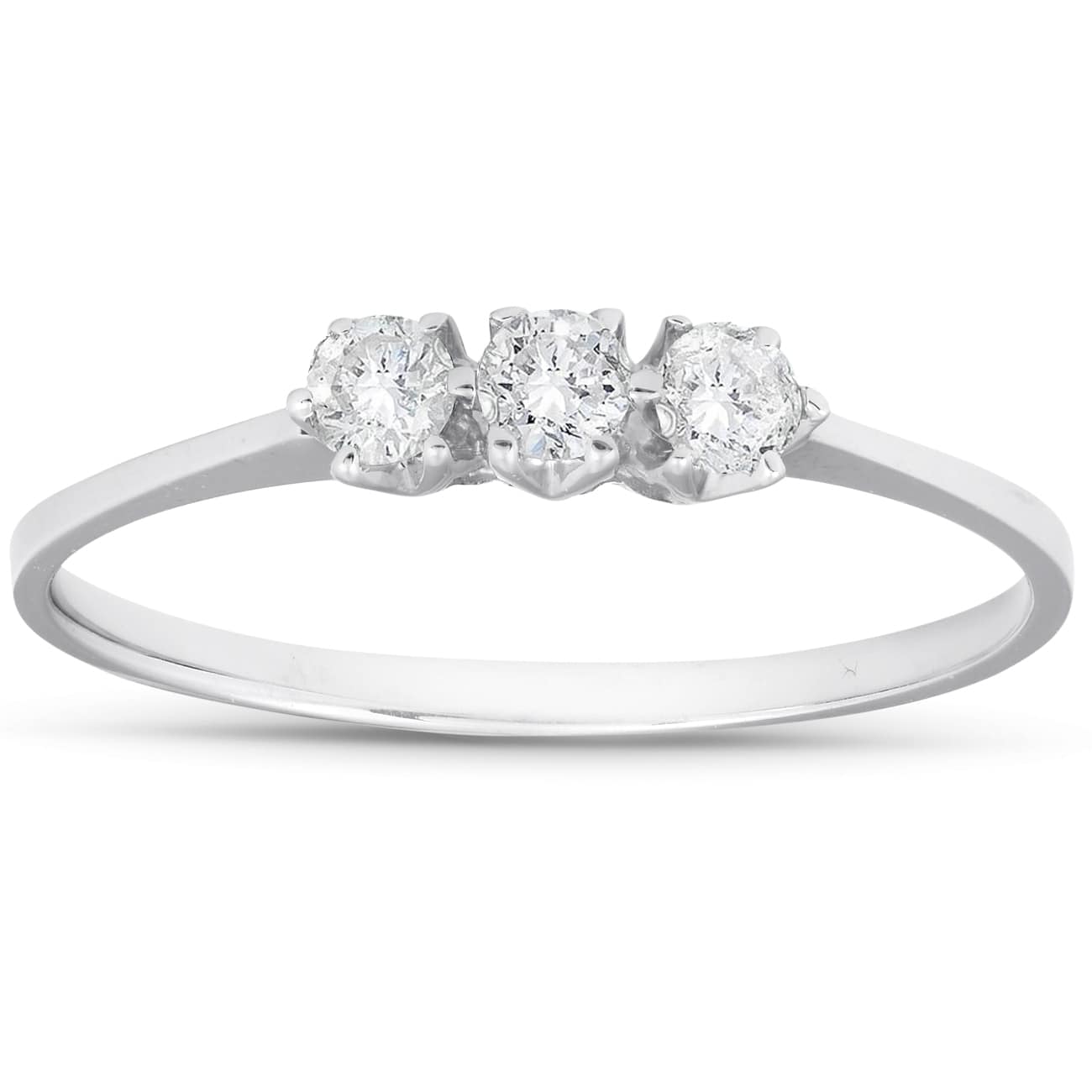 1/5ct 3-Stone Diamond Promise Ring 14K White Gold Size Selectable