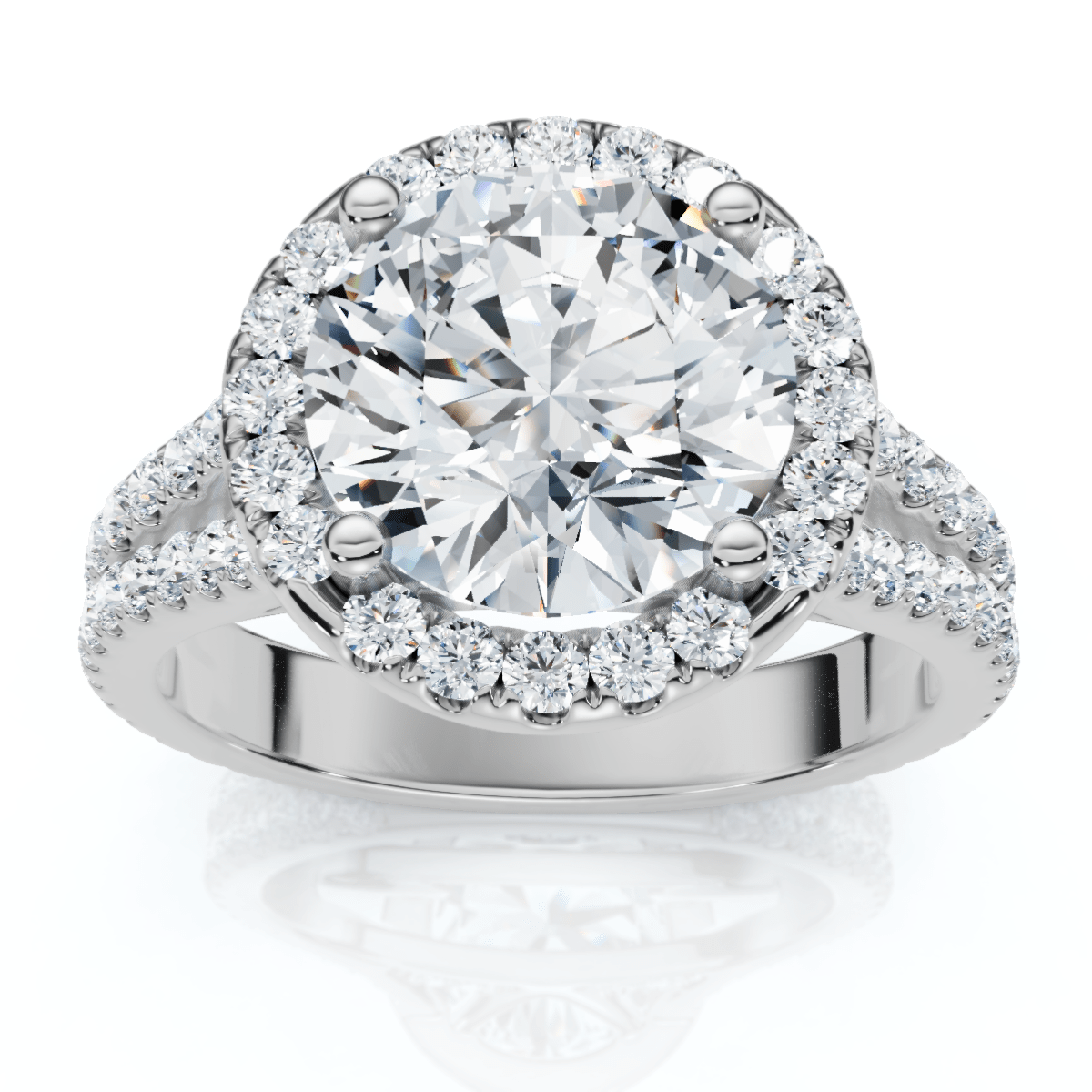 3Ct Diamond Halo Split Band Engagement Ring Lab Grown in White or Yellow Gold