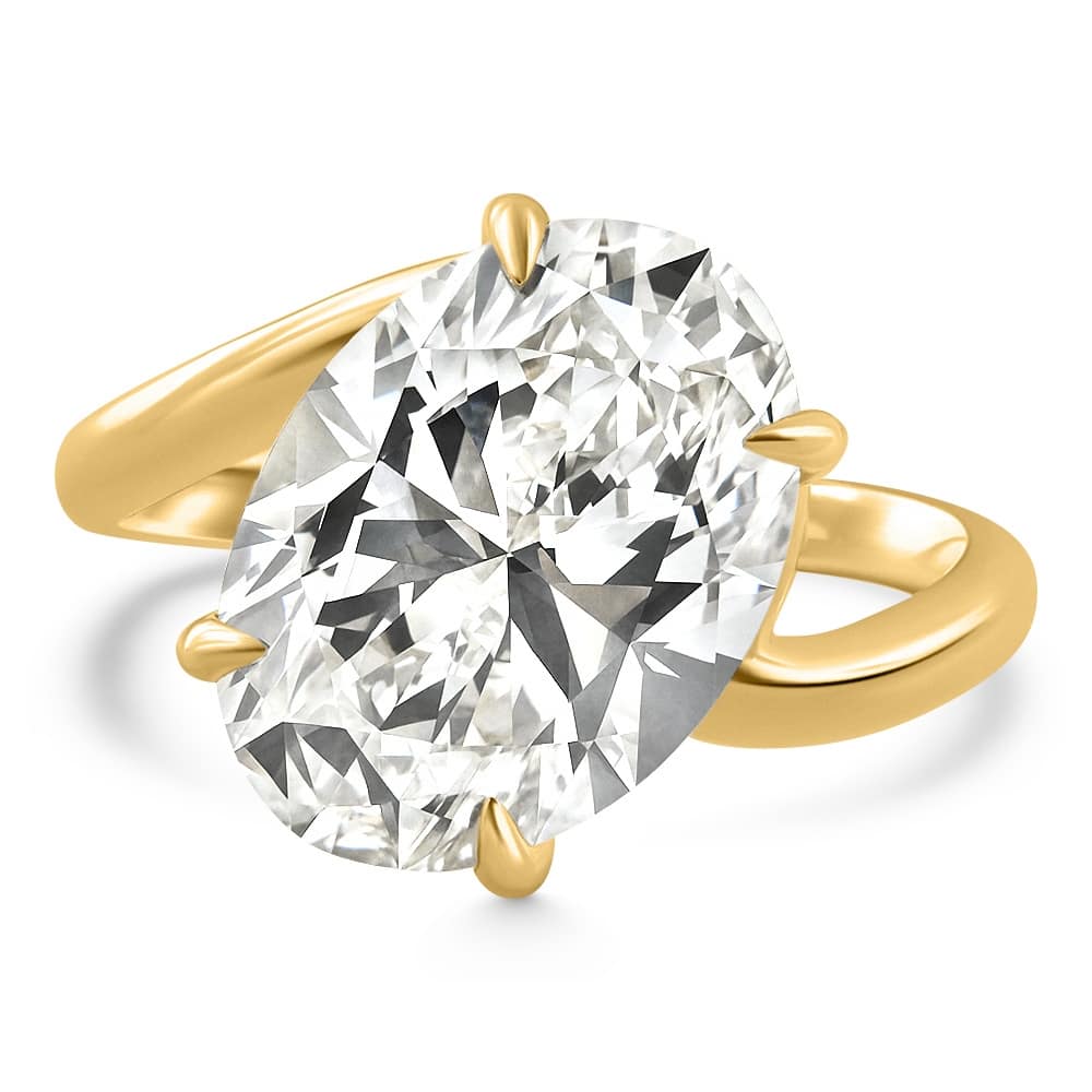 Certified 7Ct Oval Diamond Engagement Ring 14k Yellow Gold Lab Grown Size: 7.5