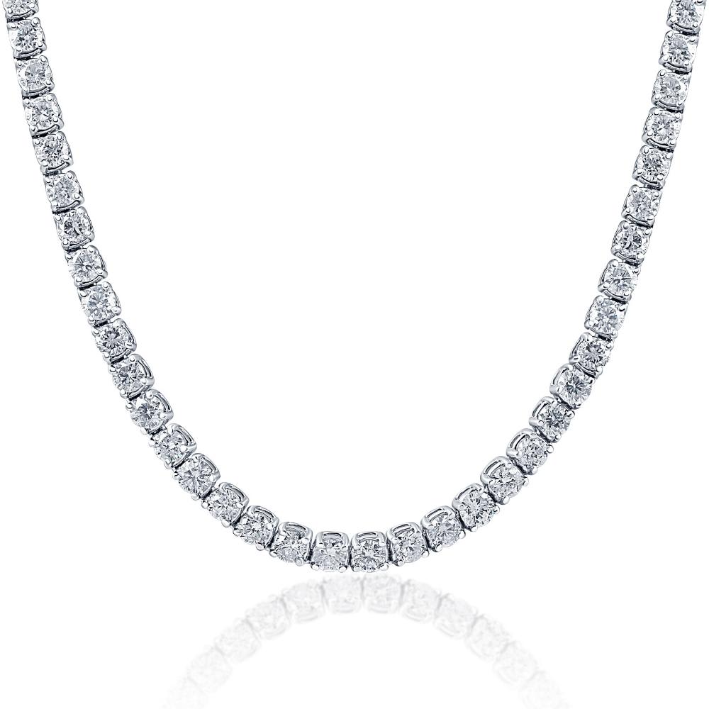 Huge 28 Ct Men's Natural Diamond Tennis Necklace 14K White Gold 22"