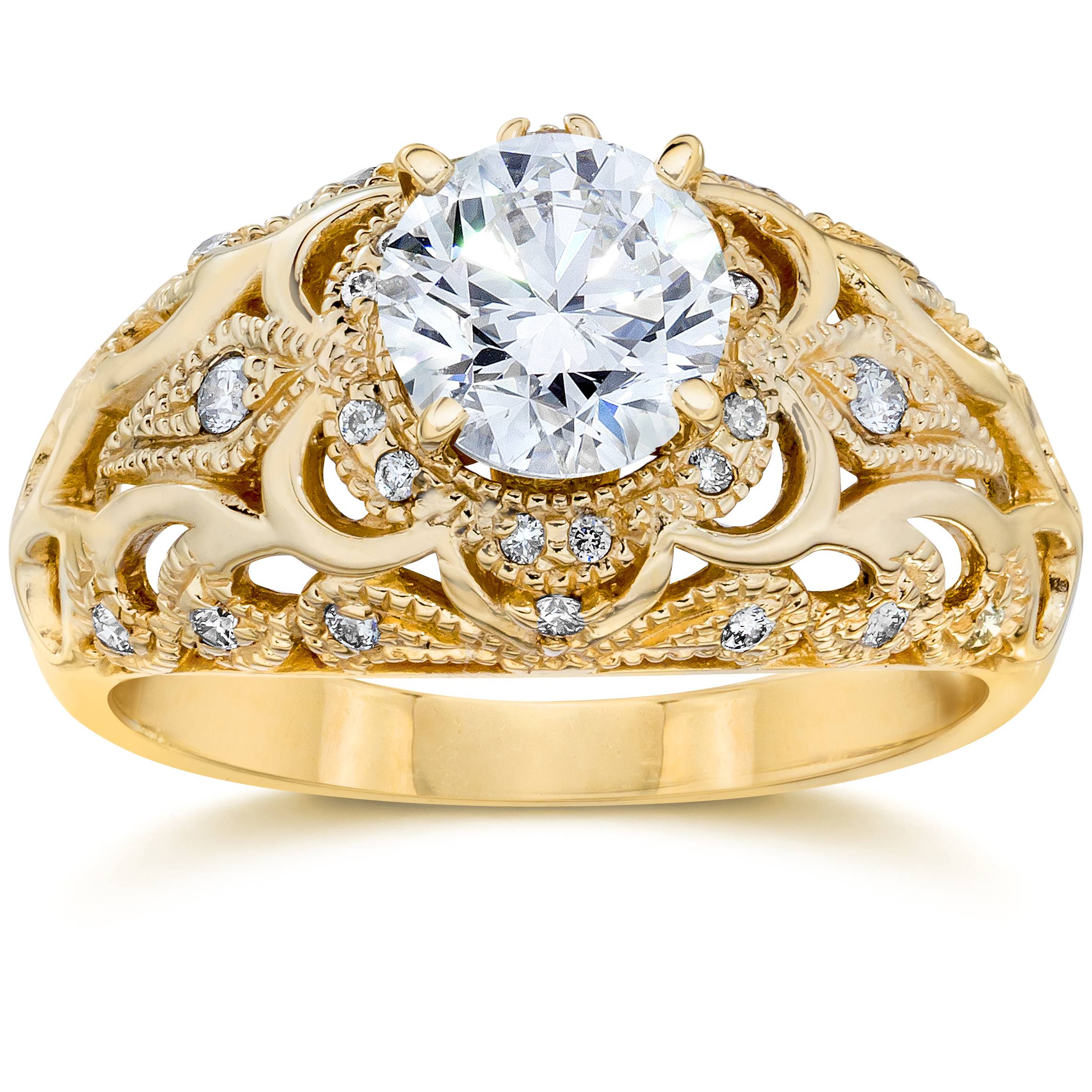 Emery .75Ct Vintage Diamond Antique Engagement 14K Yellow Gold Size Selectable