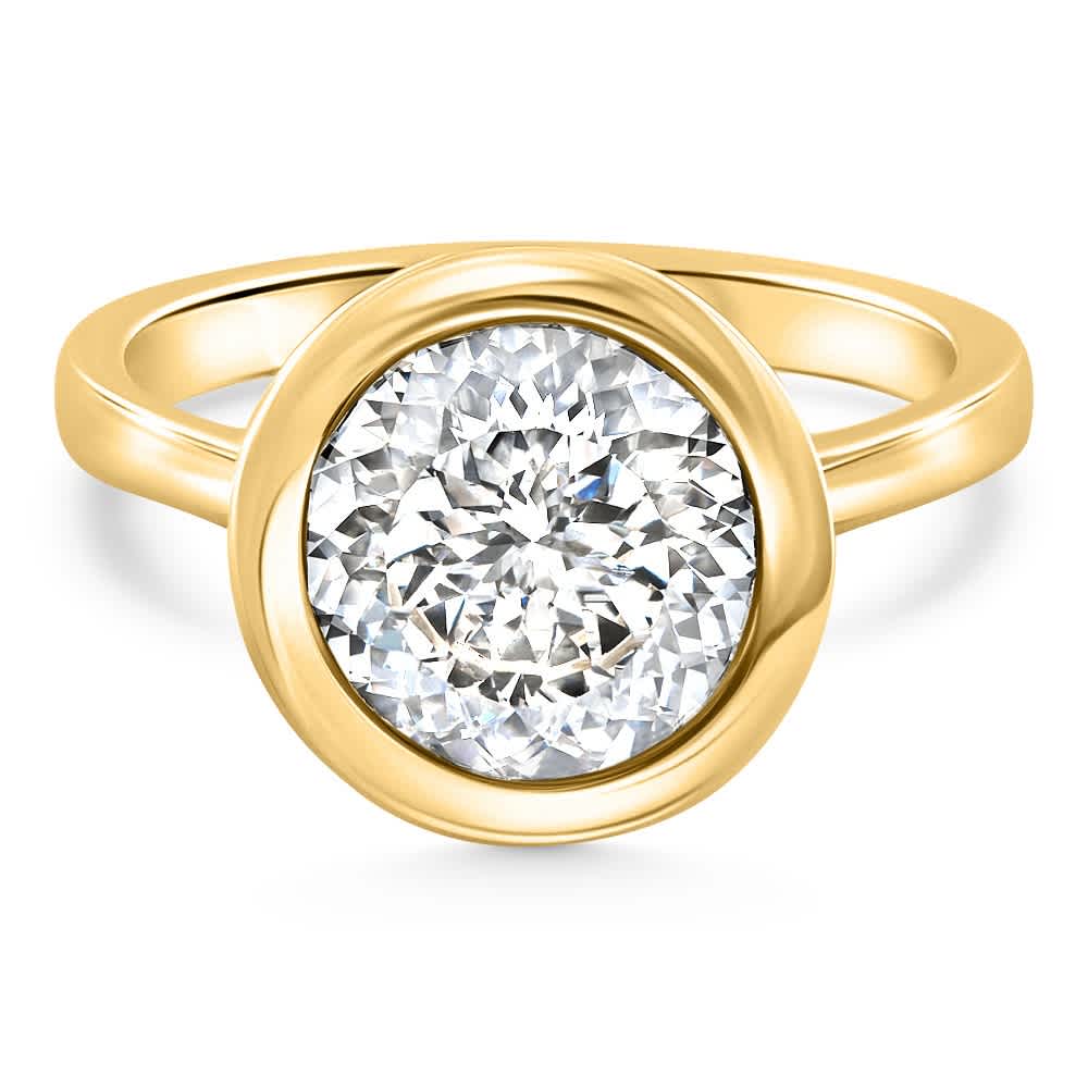 Certified 3.02Ct Portuguese Cut Bezel Diamond Engagement Ring Gold Lab Grown Size: 7