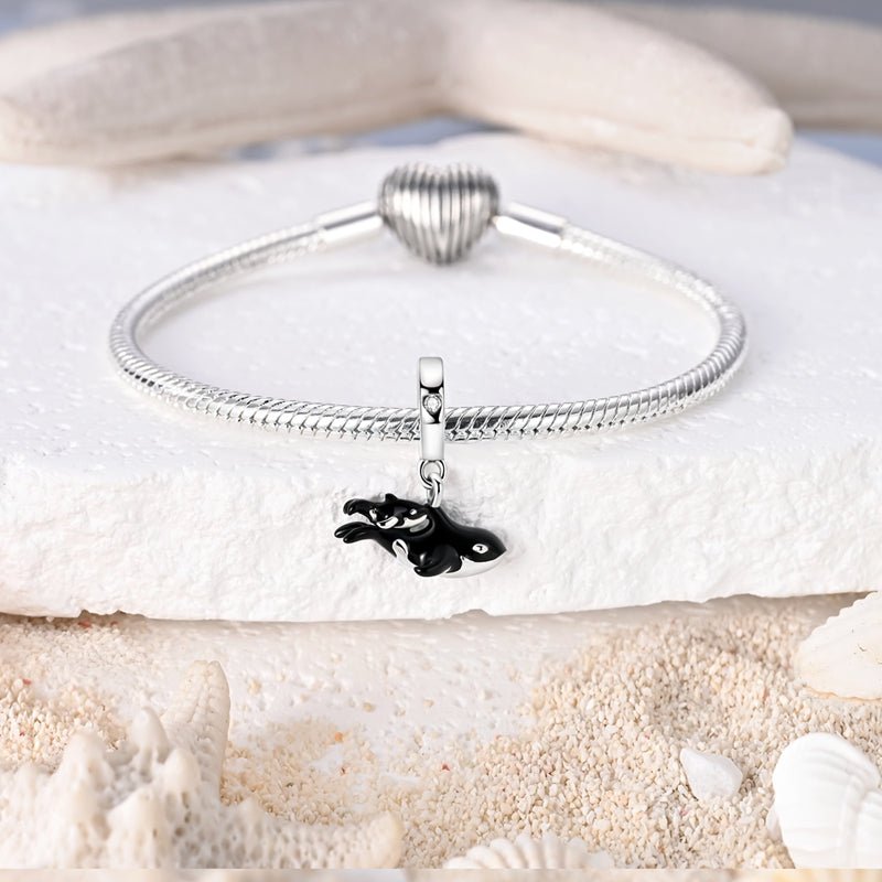 Orca Whale Mother & Baby Dangle Charm