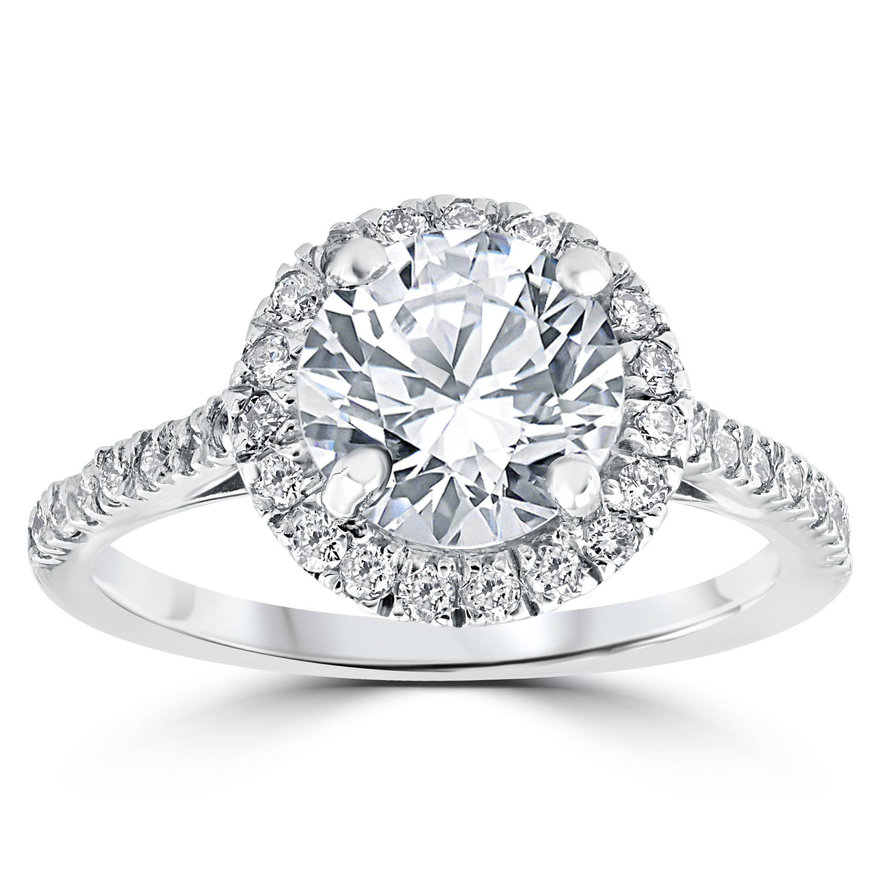 Certified 2 1/3Ct Round Diamond Halo Engagement Ring 14k White Gold Lab Grown Size Selectable