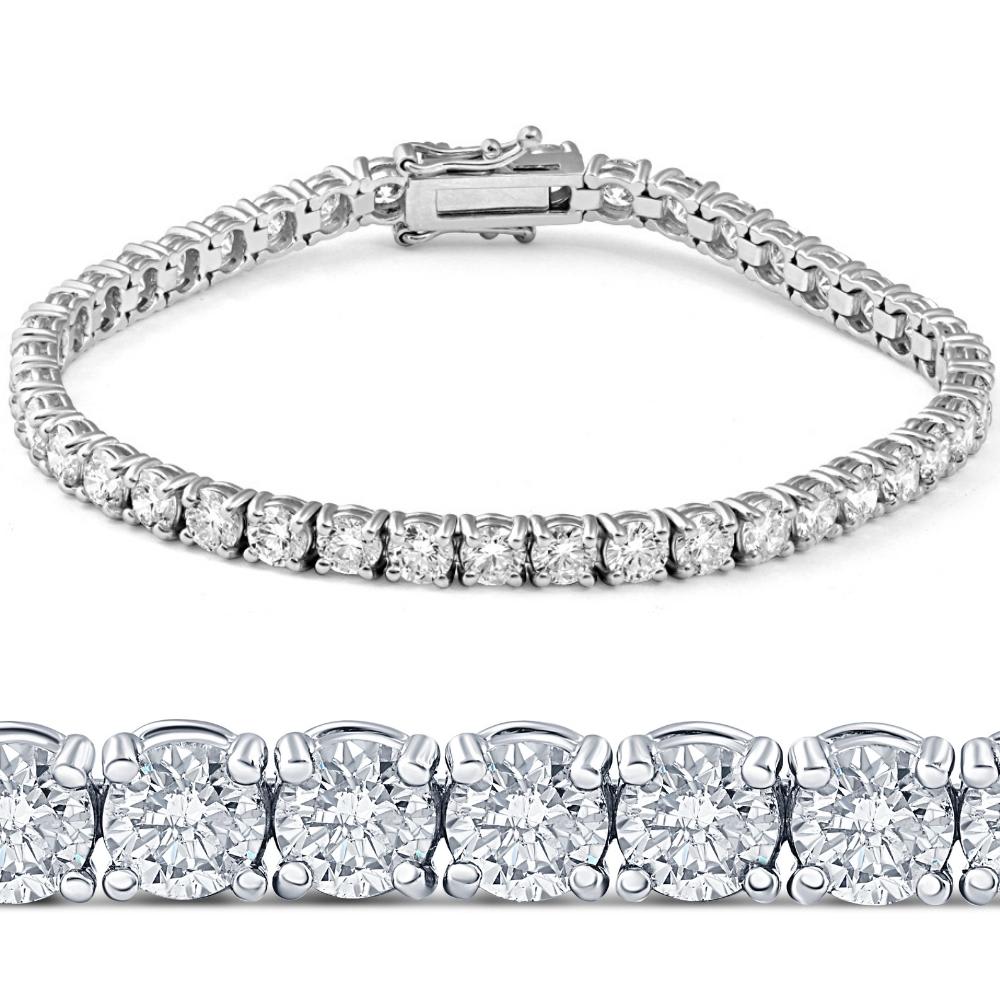 11ct Lab Grown Round Cut Diamond Tennis Bracelet 14K White Gold 7" Size Selectable
