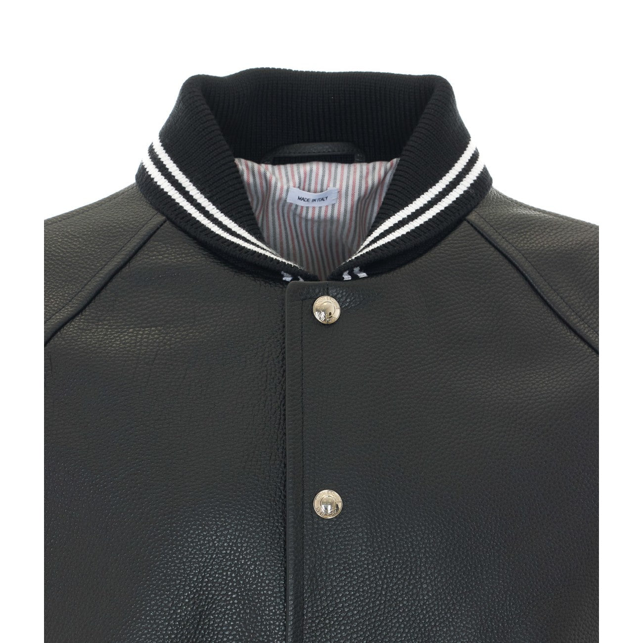 Thom Browne Men Oversized Leather Bomber With 4-Bar