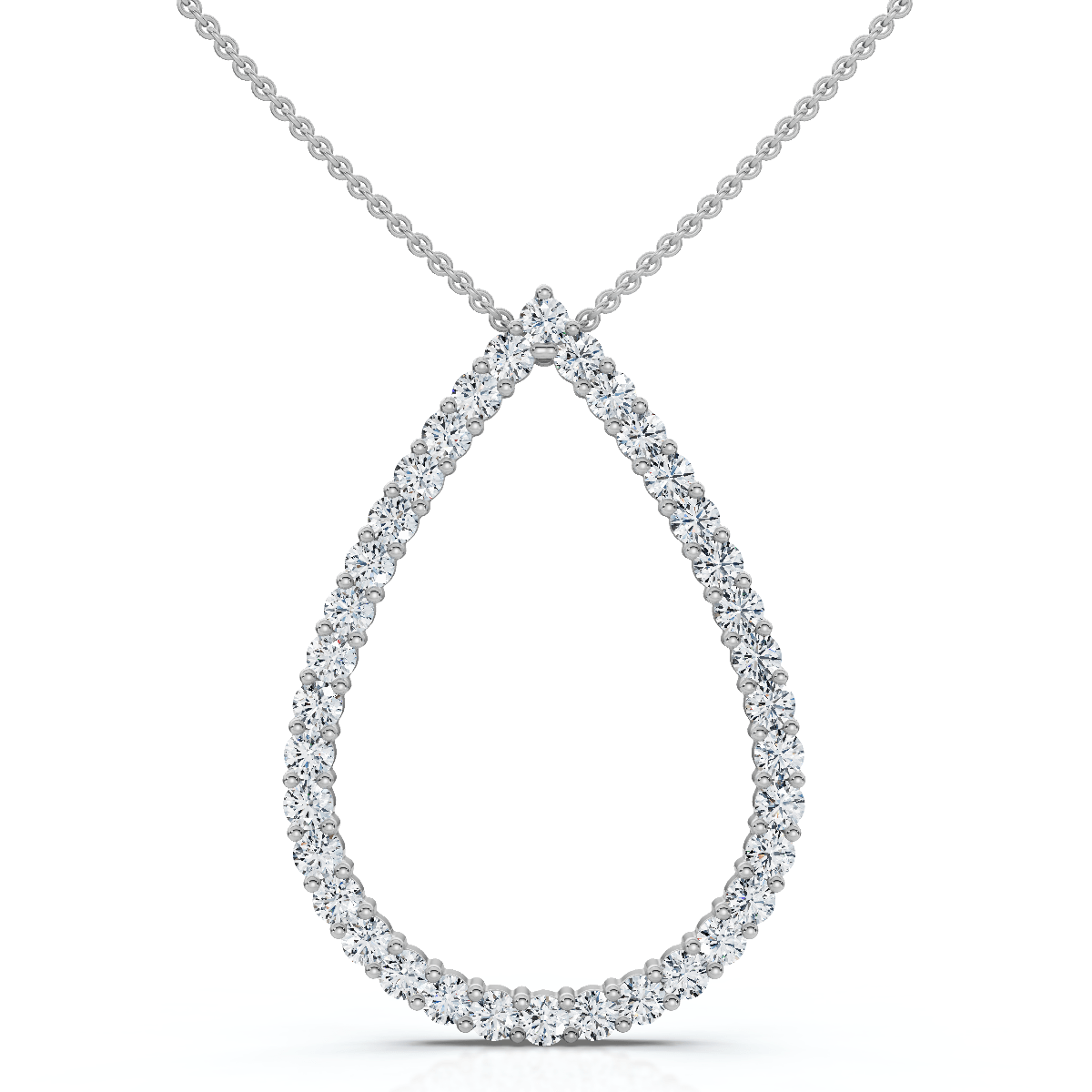 1Ct Pear Shape Diamond Pendant White or Yellow Gold Lab Grown 1.25" Tall
