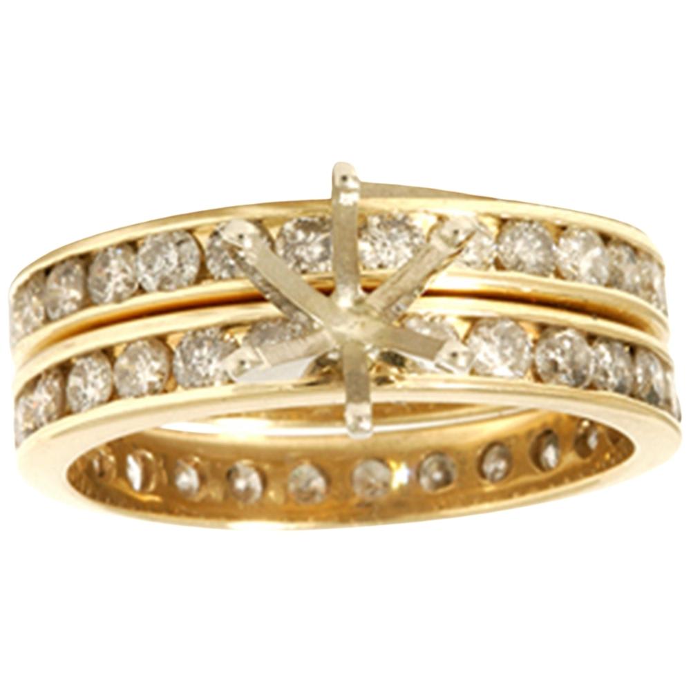 3ct Diamond Eternity Gold Wedding Ring Set Setting Size Selectable