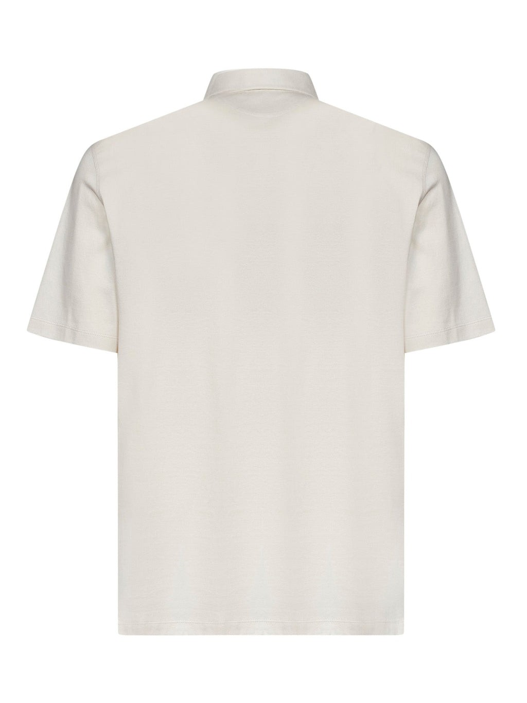 Brunello Cucinelli Men Cream White Cotton Jersey Polo Shirt