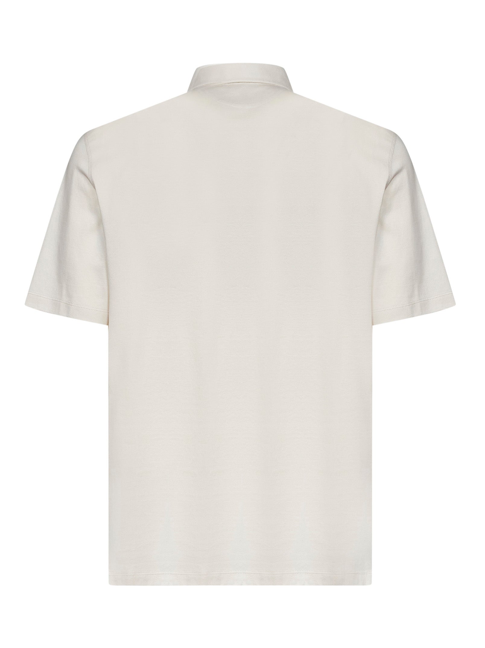 Brunello Cucinelli Men Cream White Cotton Jersey Polo Shirt