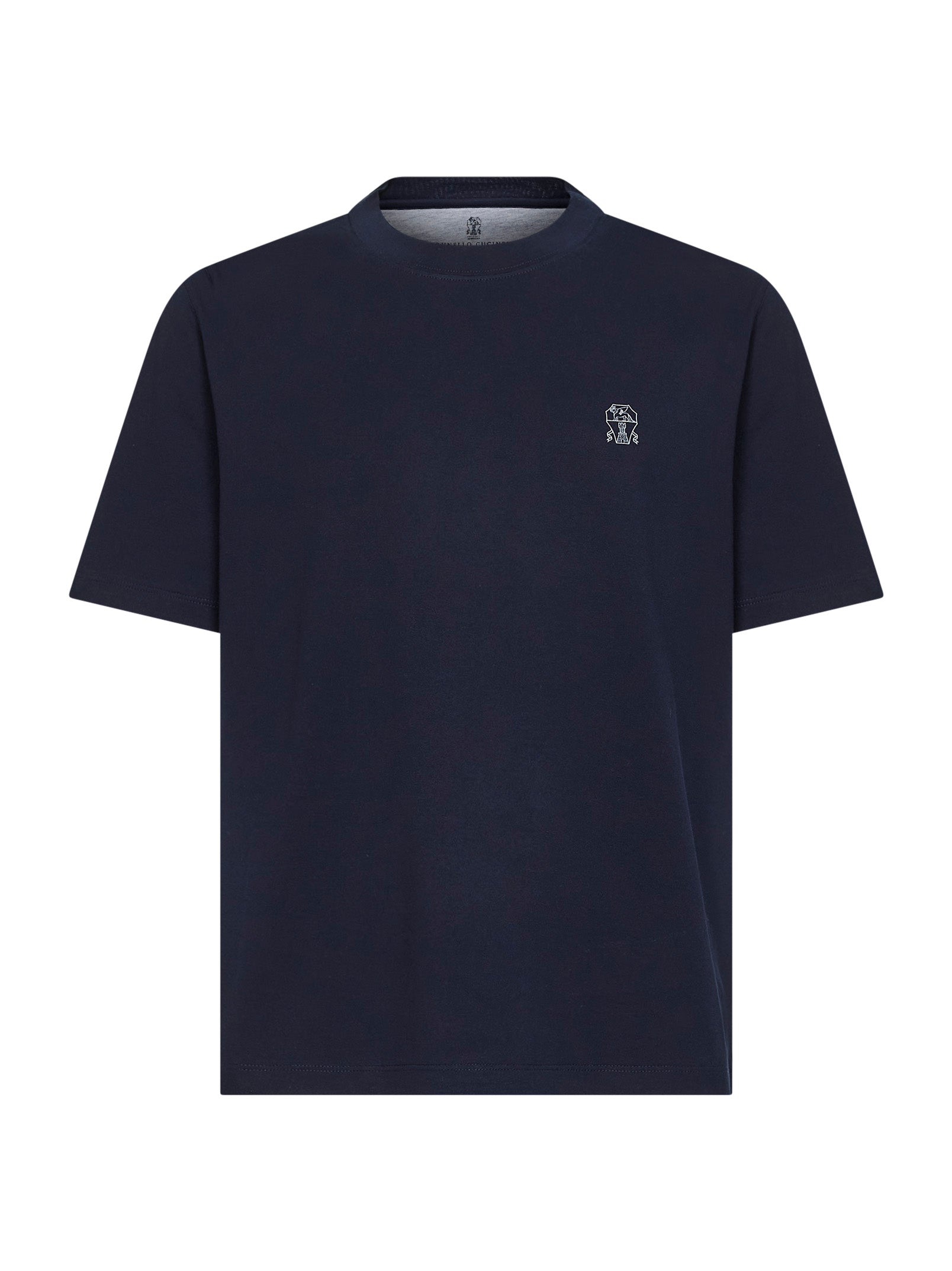 Brunello Cucinelli Men Cobalt Blue Solomeo Crest T-Shirt