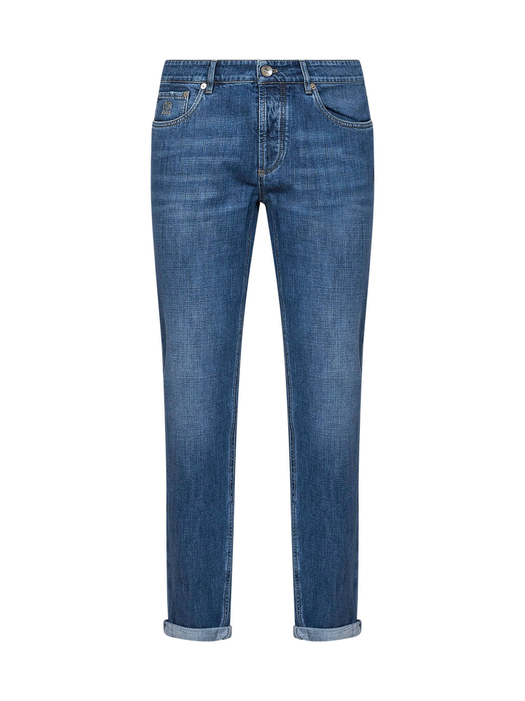 Brunello Cucinelli Men Blue Lightweight Denim Traditional Fit Jeans