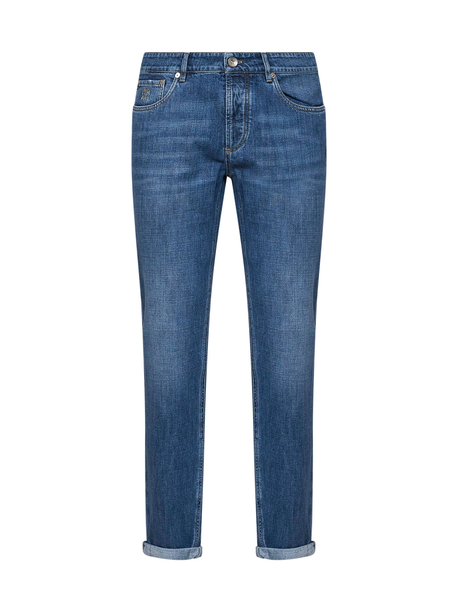 Brunello Cucinelli Men Blue Lightweight Denim Traditional Fit Jeans