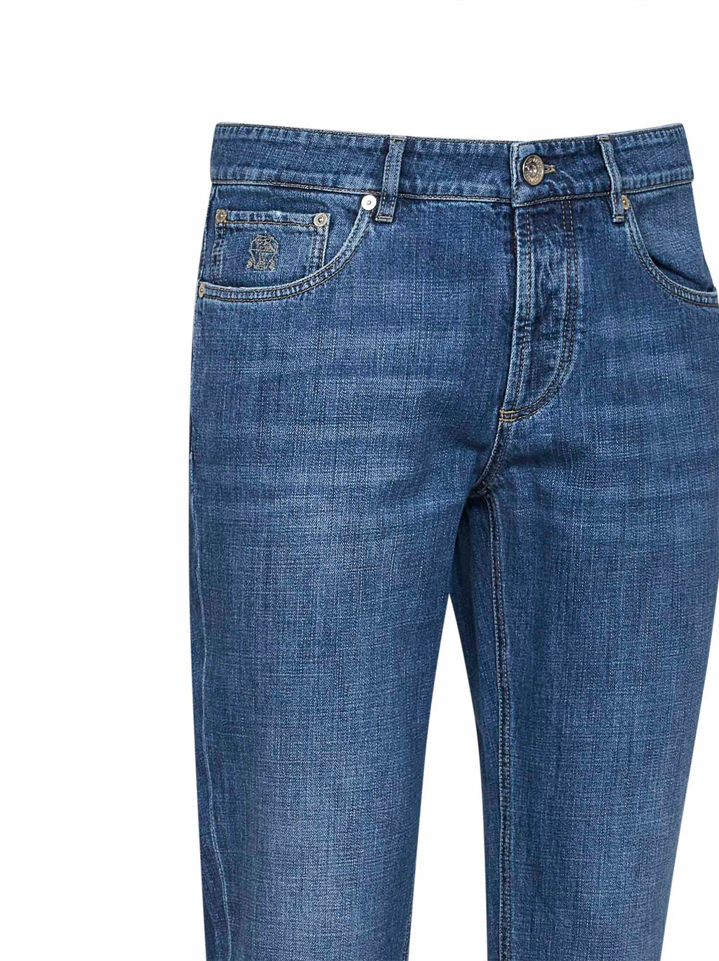 Brunello Cucinelli Men Blue Lightweight Denim Traditional Fit Jeans