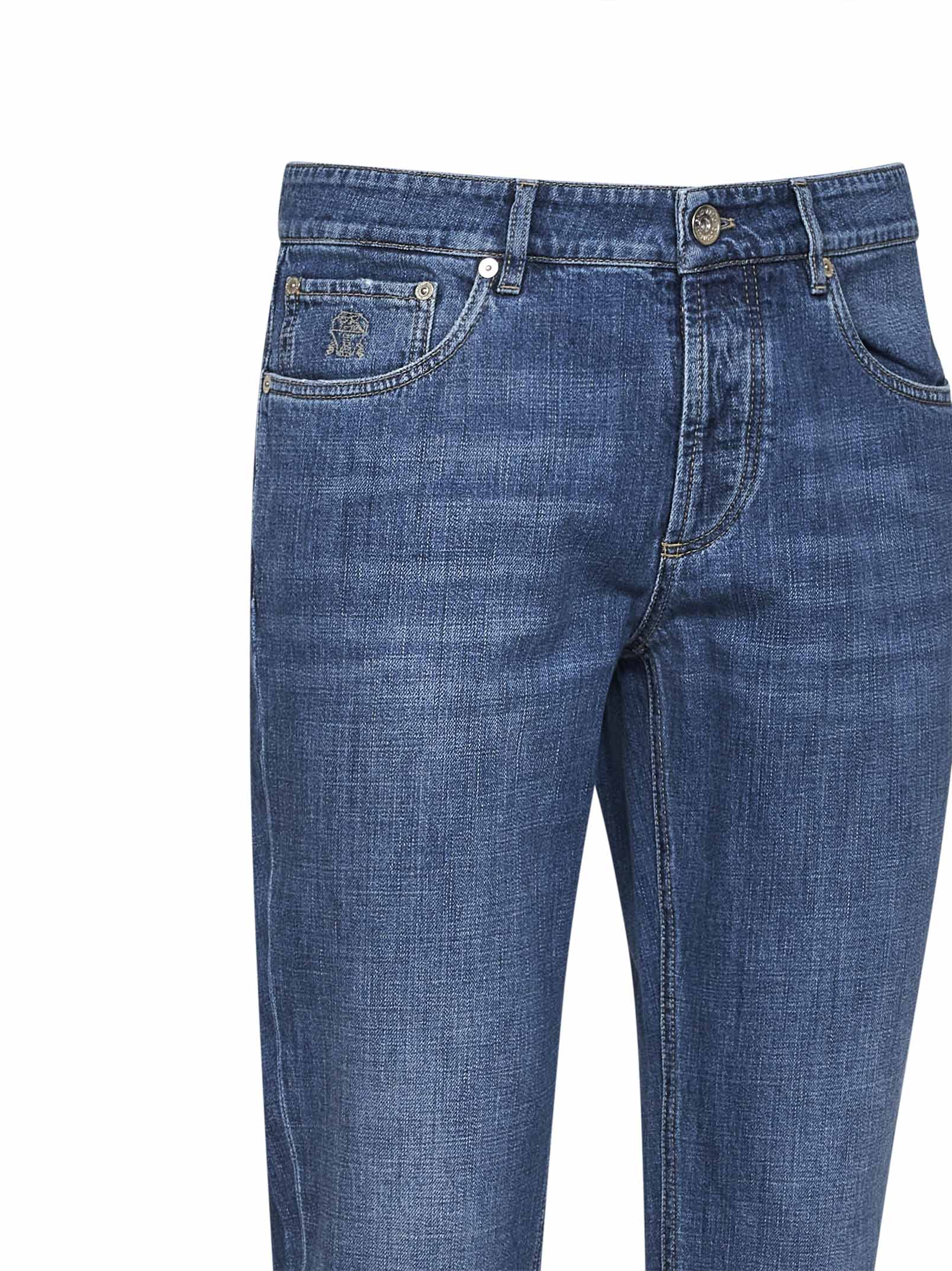Brunello Cucinelli Men Blue Lightweight Denim Traditional Fit Jeans