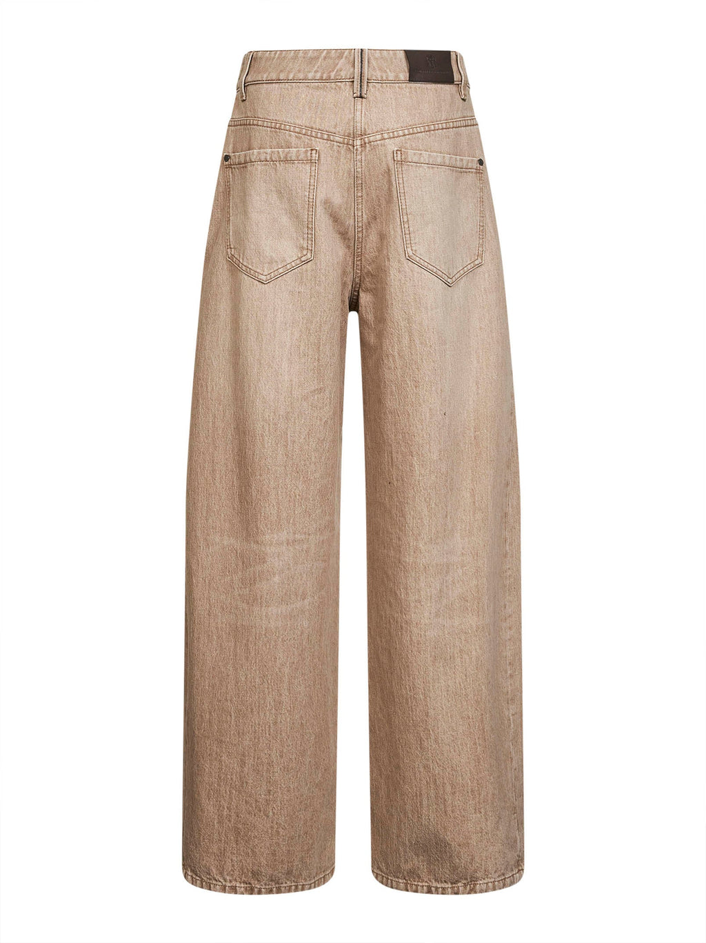 Brunello Cucinelli Women Beige Authentic Denim Wide Jeans With Monili