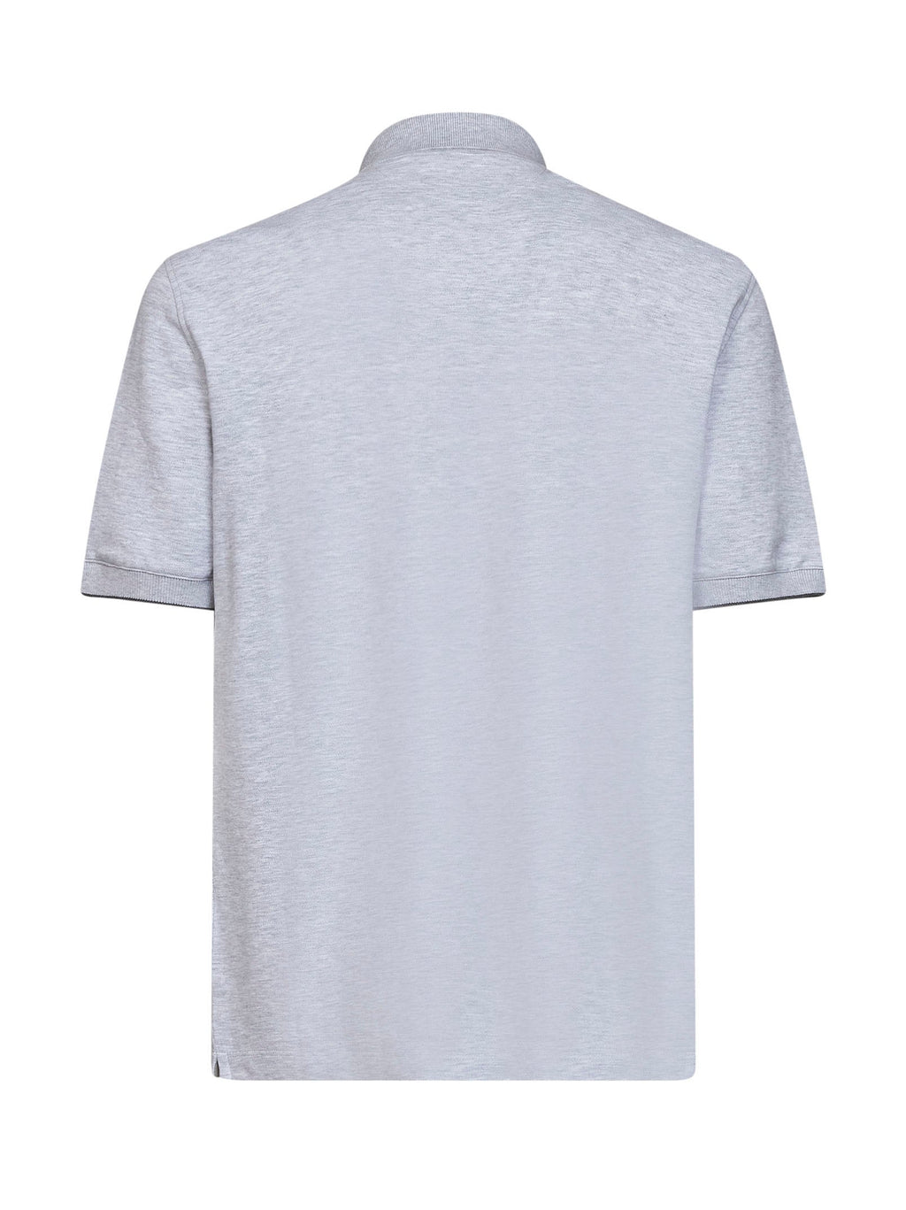 Brunello Cucinelli Men Grey Cotton Pique Logo Polo Shirt