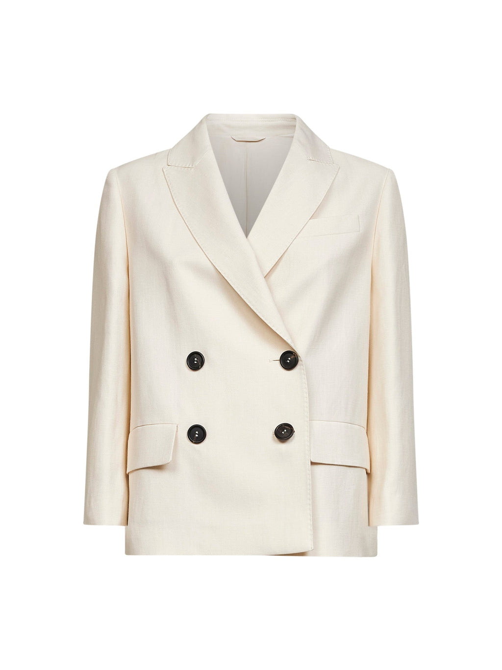 Brunello Cucinelli Women Ivory Fluid Twill Jacket With Monili