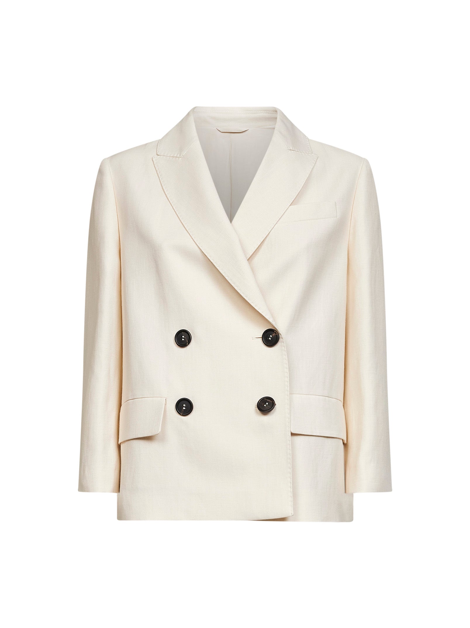 Brunello Cucinelli Women Ivory Fluid Twill Jacket With Monili