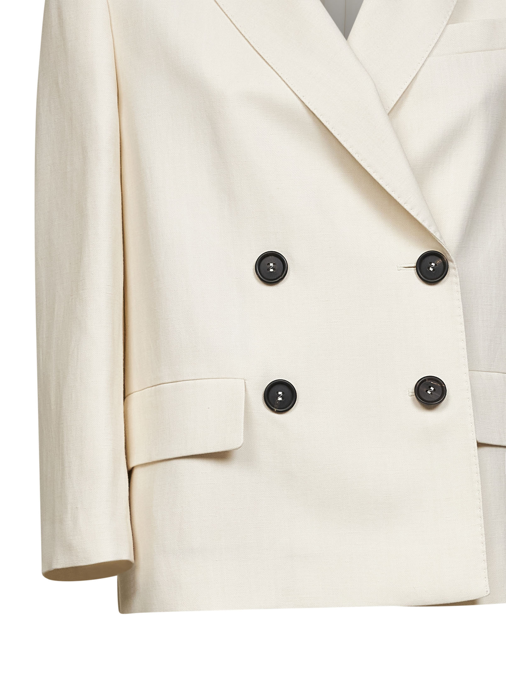 Brunello Cucinelli Women Ivory Fluid Twill Jacket With Monili
