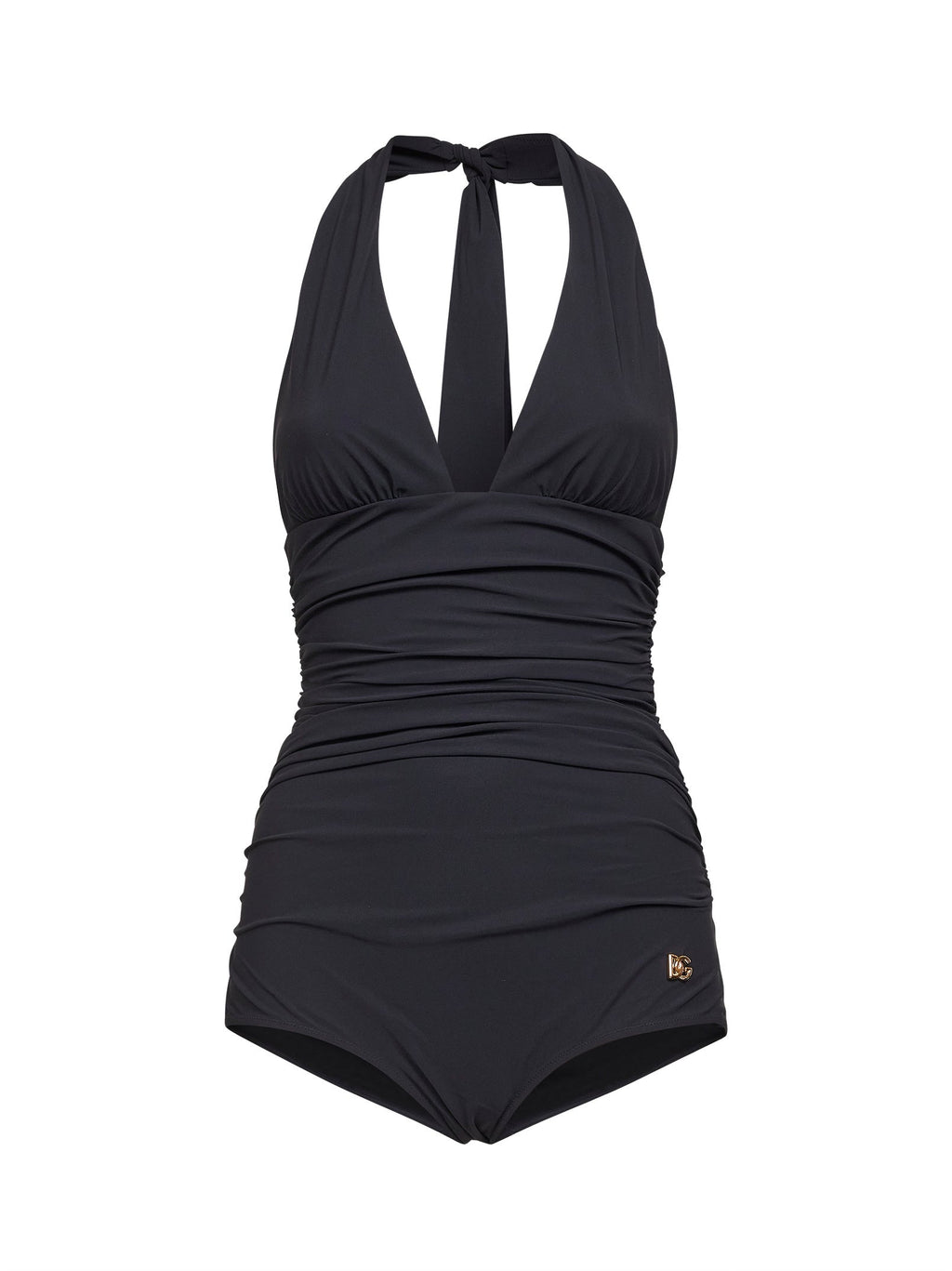 Dolce & Gabbana Women Black Sensitive Fabric Draped One-Piece Swimsuit