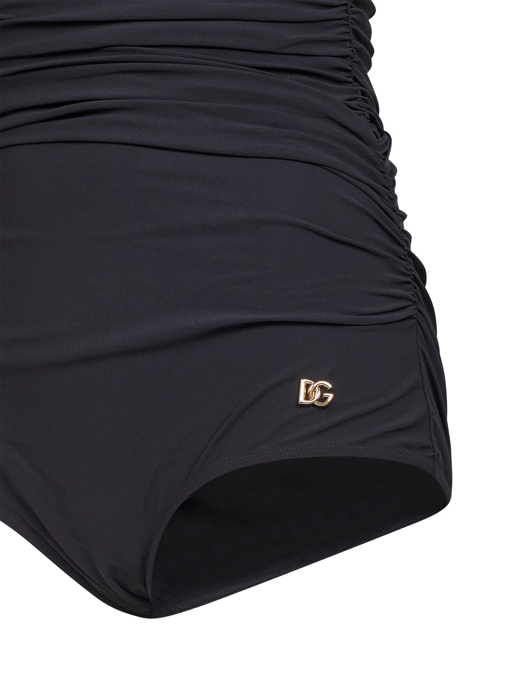 Dolce & Gabbana Women Black Sensitive Fabric Draped One-Piece Swimsuit