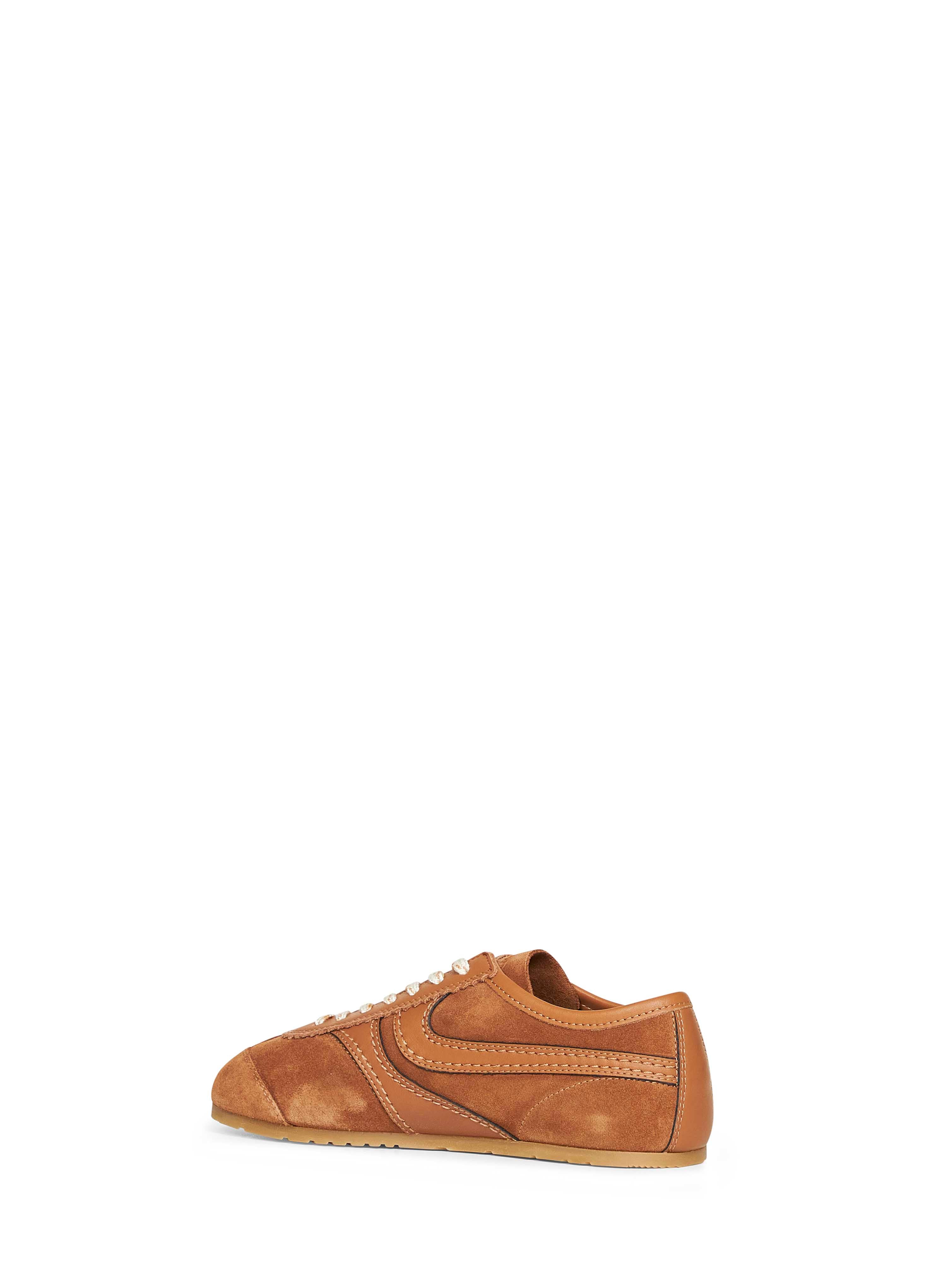Dries Van Noten Women Tan Suede Sneakers With Leather Details