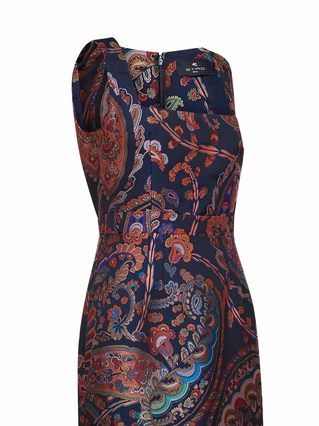 Etro Women Blue Floral Paisley-Pattern Jacquard Midi Sheath Dress