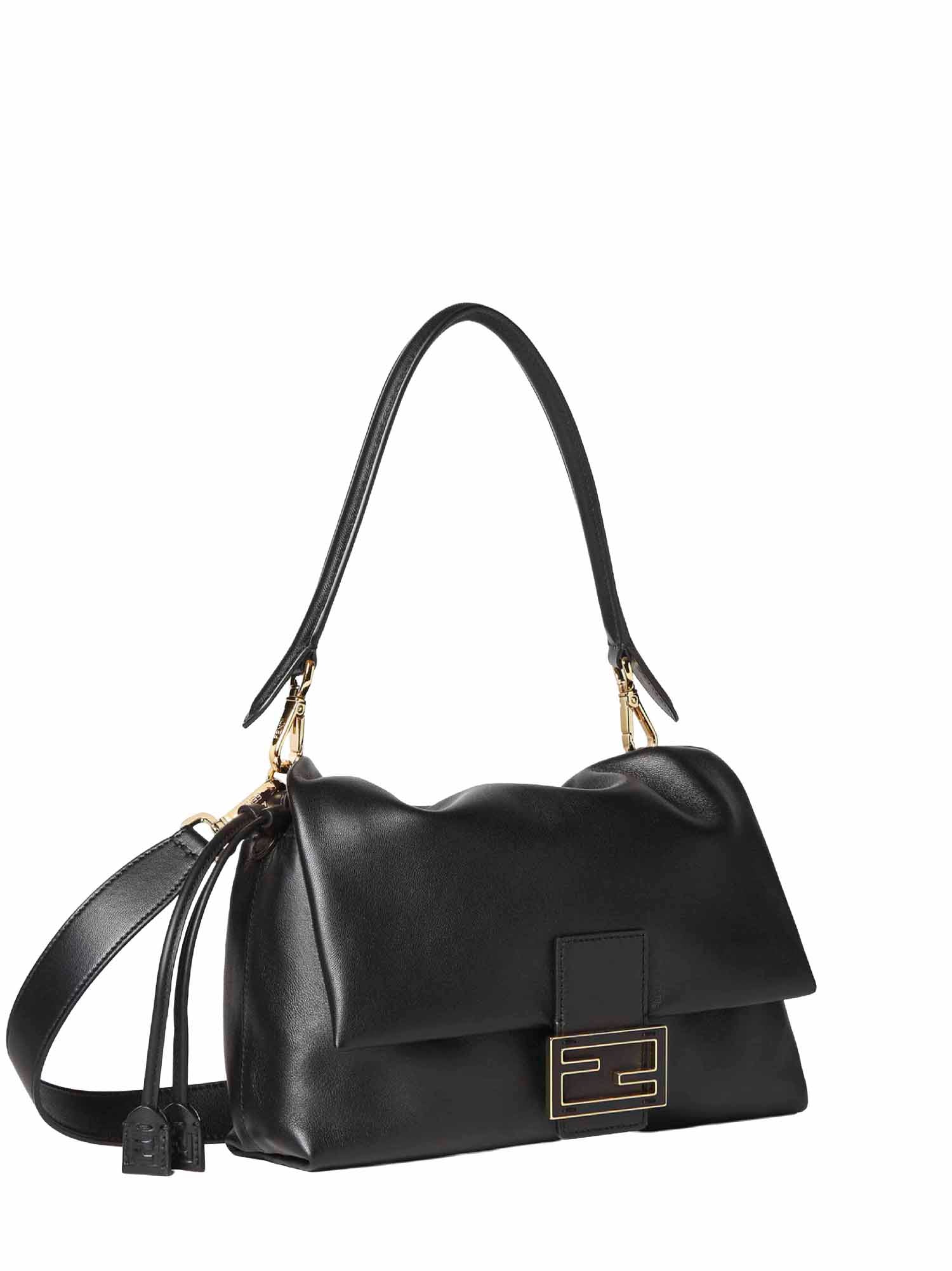 Fendi Women Black Medium Baguette Mamma Bag
