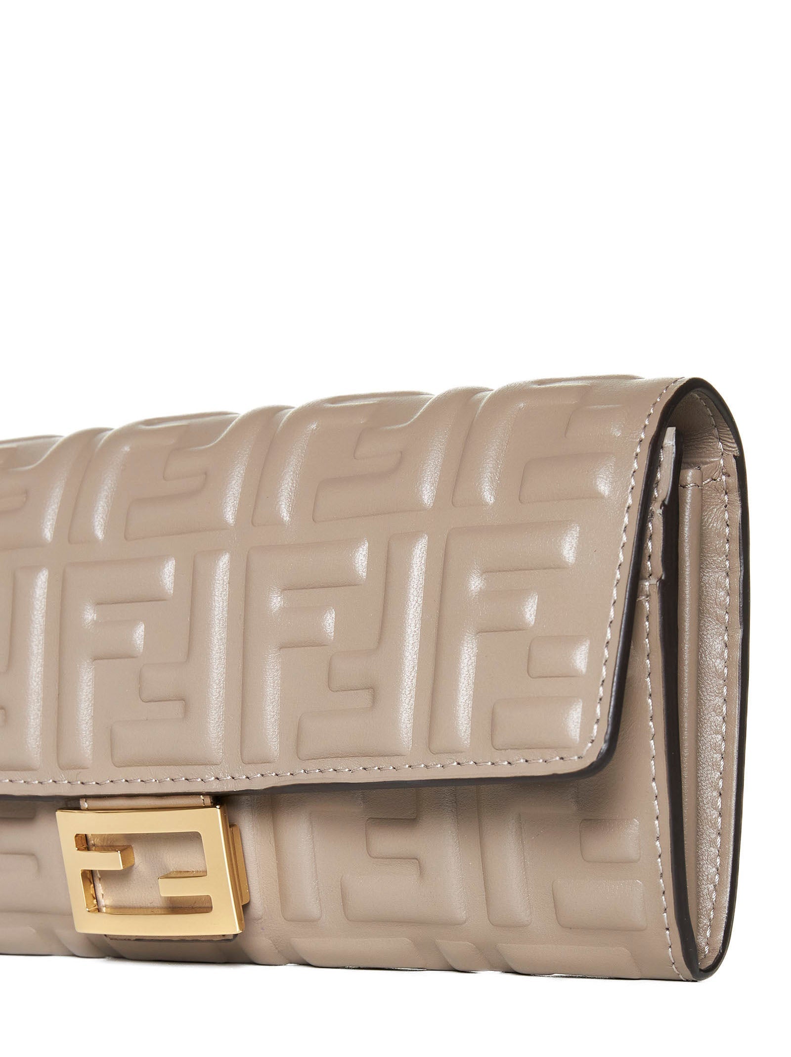 Fendi Women Taupe Nappa Leather Wallet