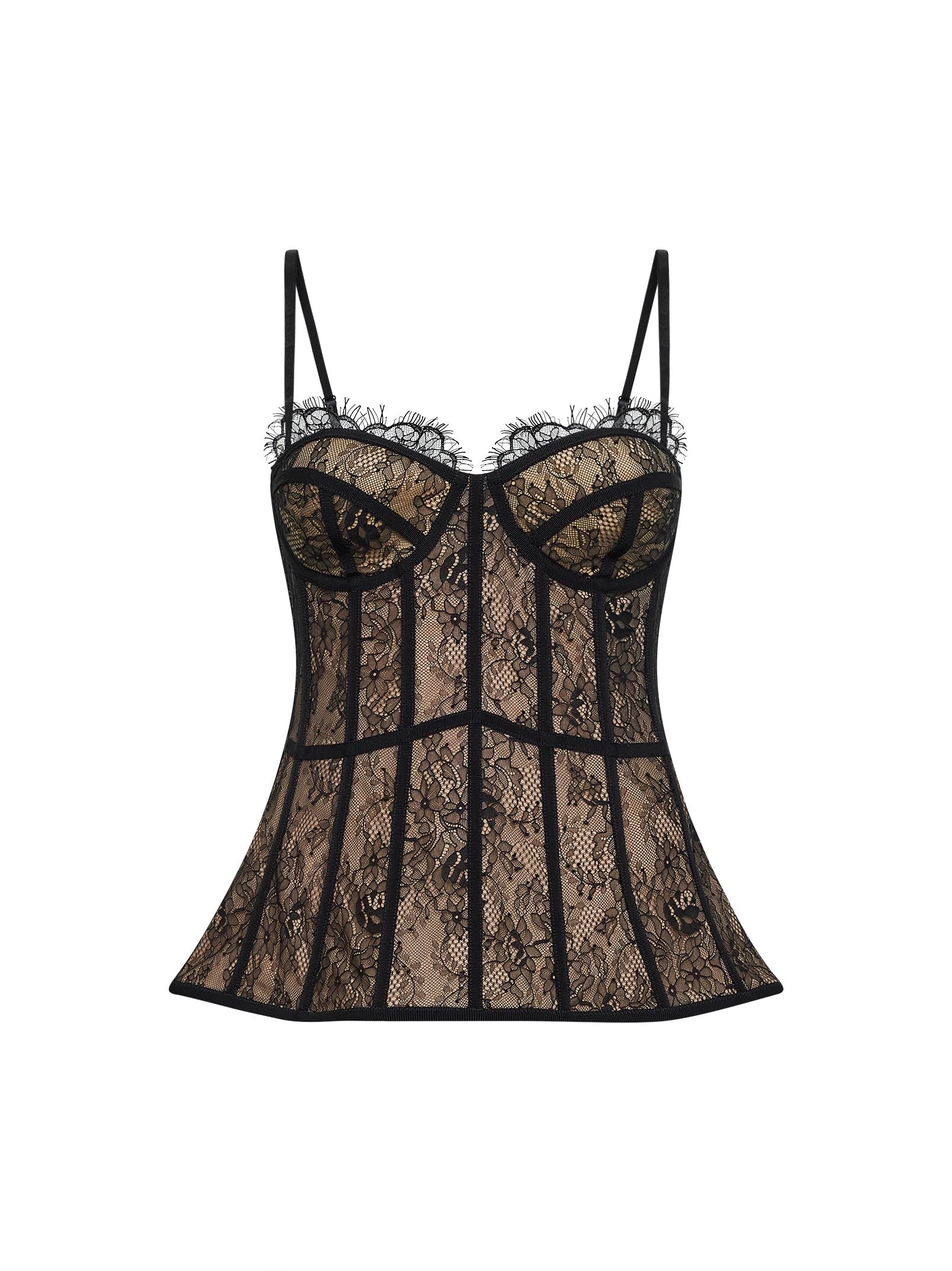 Giuseppe Di Morabito Women Black Lace Peplum Bustier Top