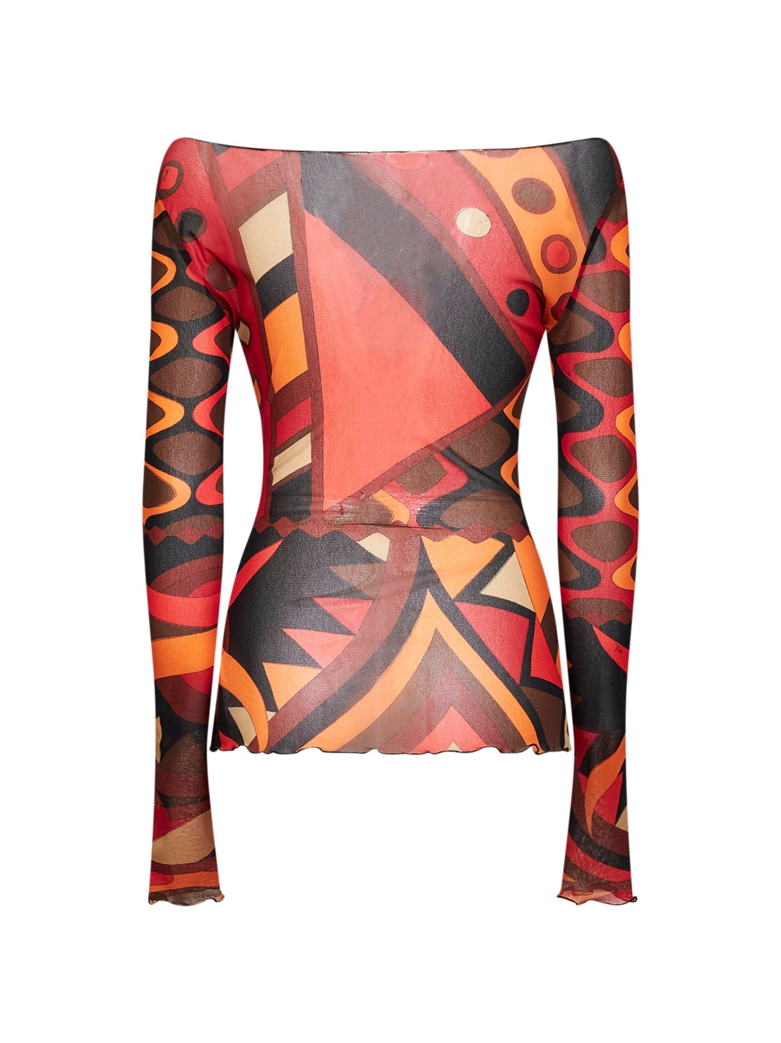 Pucci Women Orange And Black Vivara-Print Tulle Top
