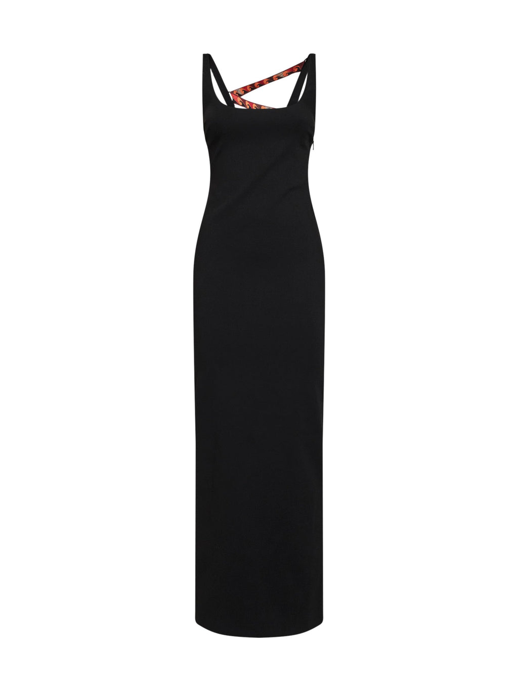 Pucci Women Black Superstretch Cady Long Dress With Printed Tape