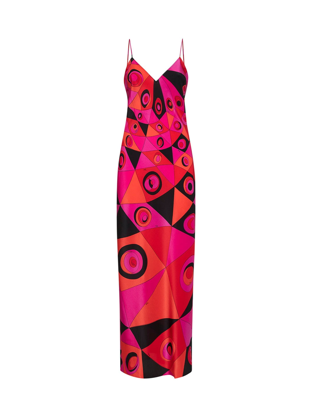 Pucci Women Fuchsia And Black Occhi-Print Silk Crepe De Chine Long Lingerie Dress