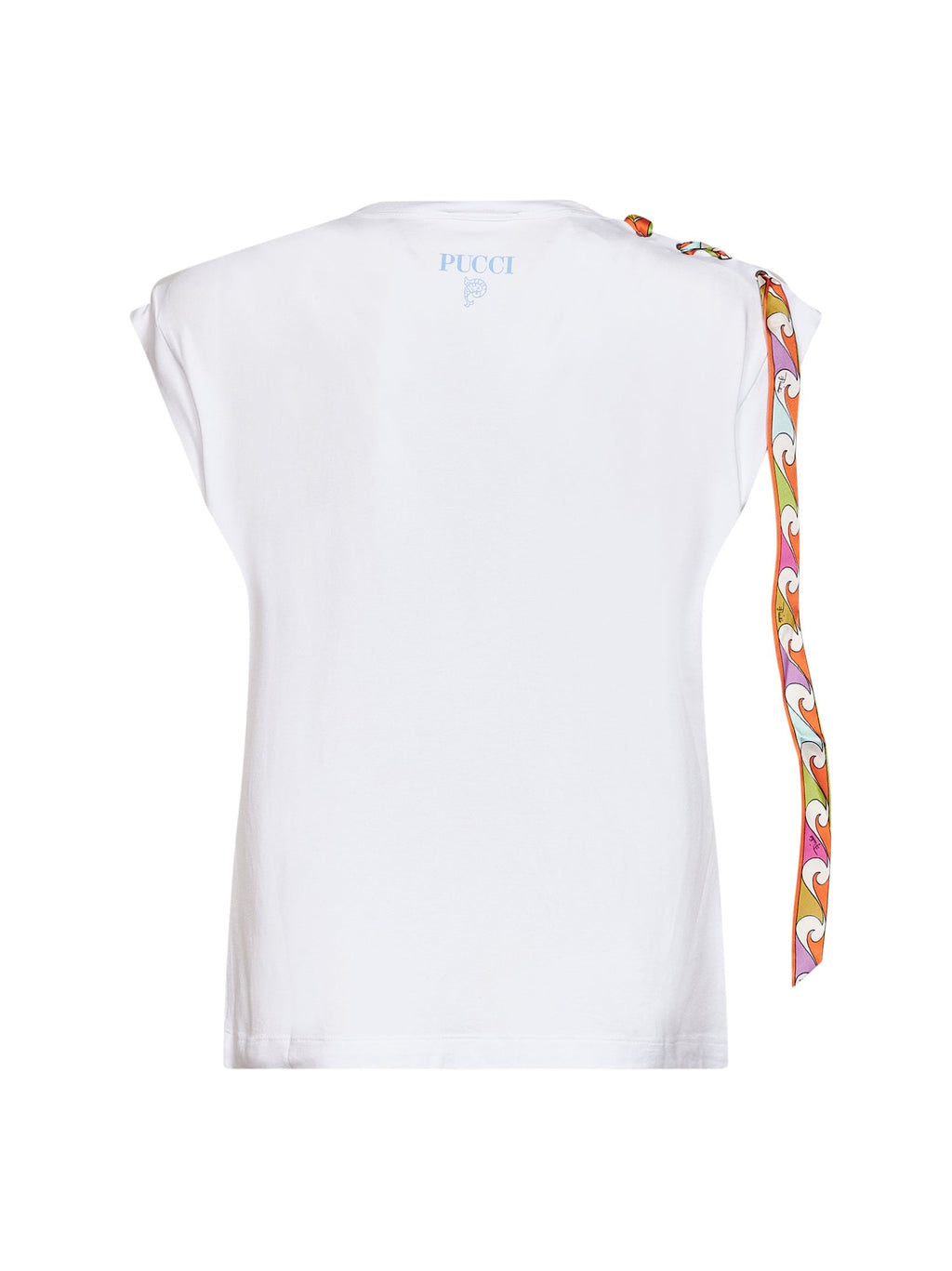 Pucci Women White Stretch Jersey Tank Top With Printed Tape