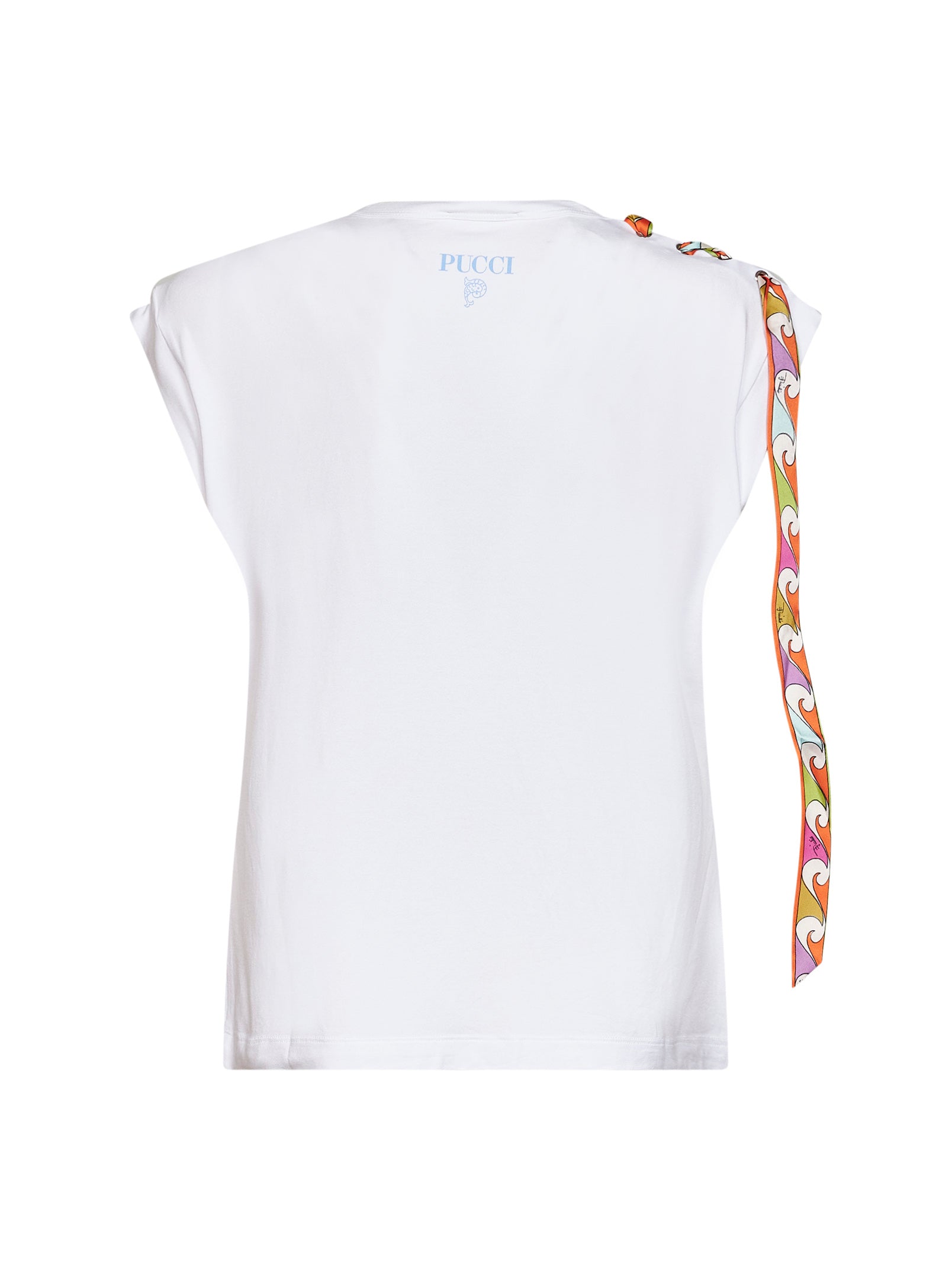 Pucci Women White Stretch Jersey Tank Top With Printed Tape