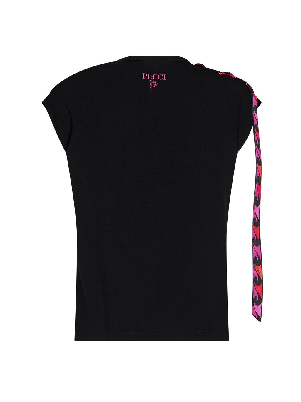 Pucci Women Black Stretch Jersey Tank Top With Printed Tape