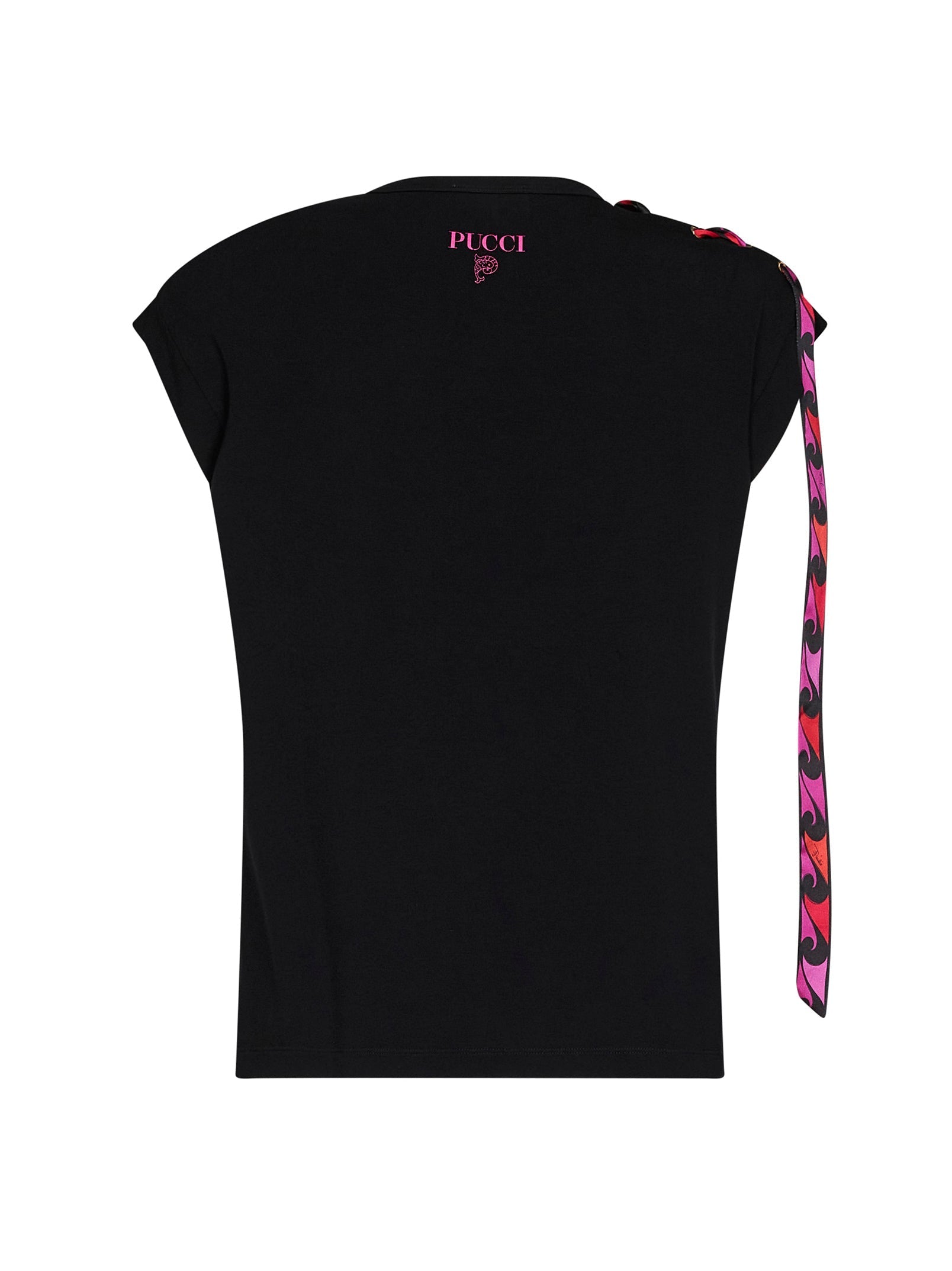 Pucci Women Black Stretch Jersey Tank Top With Printed Tape