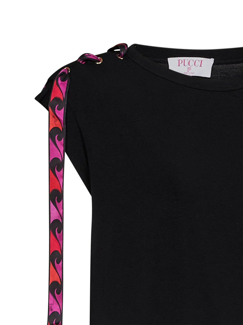 Pucci Women Black Stretch Jersey Tank Top With Printed Tape