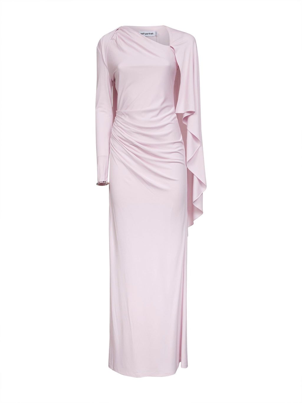 Self Portrait Women Pink Stretch Jersey Draped Maxi Dress