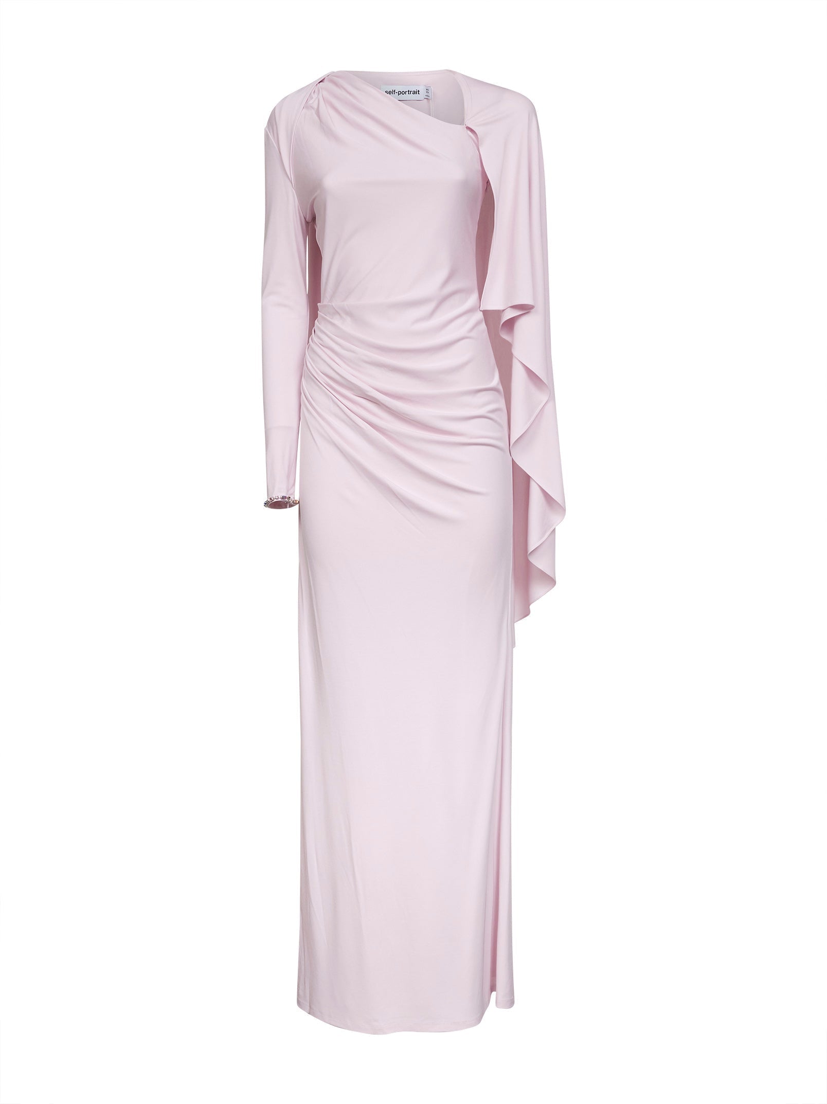 Self Portrait Women Pink Stretch Jersey Draped Maxi Dress