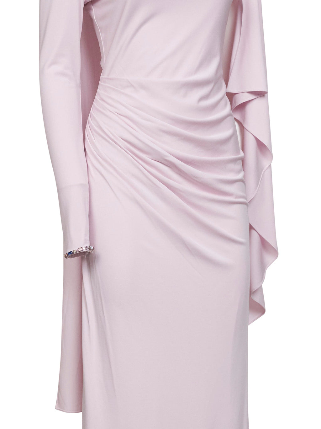 Self Portrait Women Pink Stretch Jersey Draped Maxi Dress