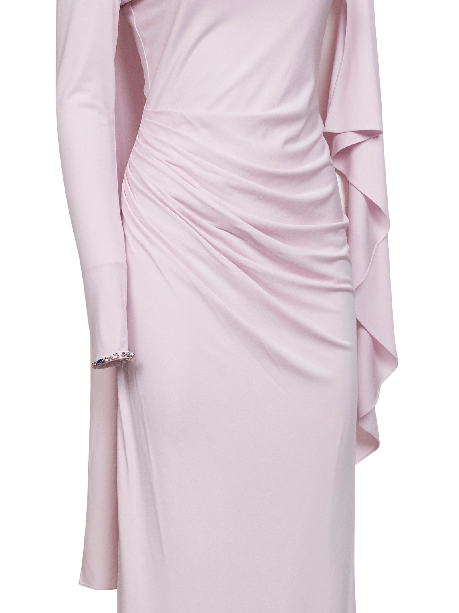 Self Portrait Women Pink Stretch Jersey Draped Maxi Dress